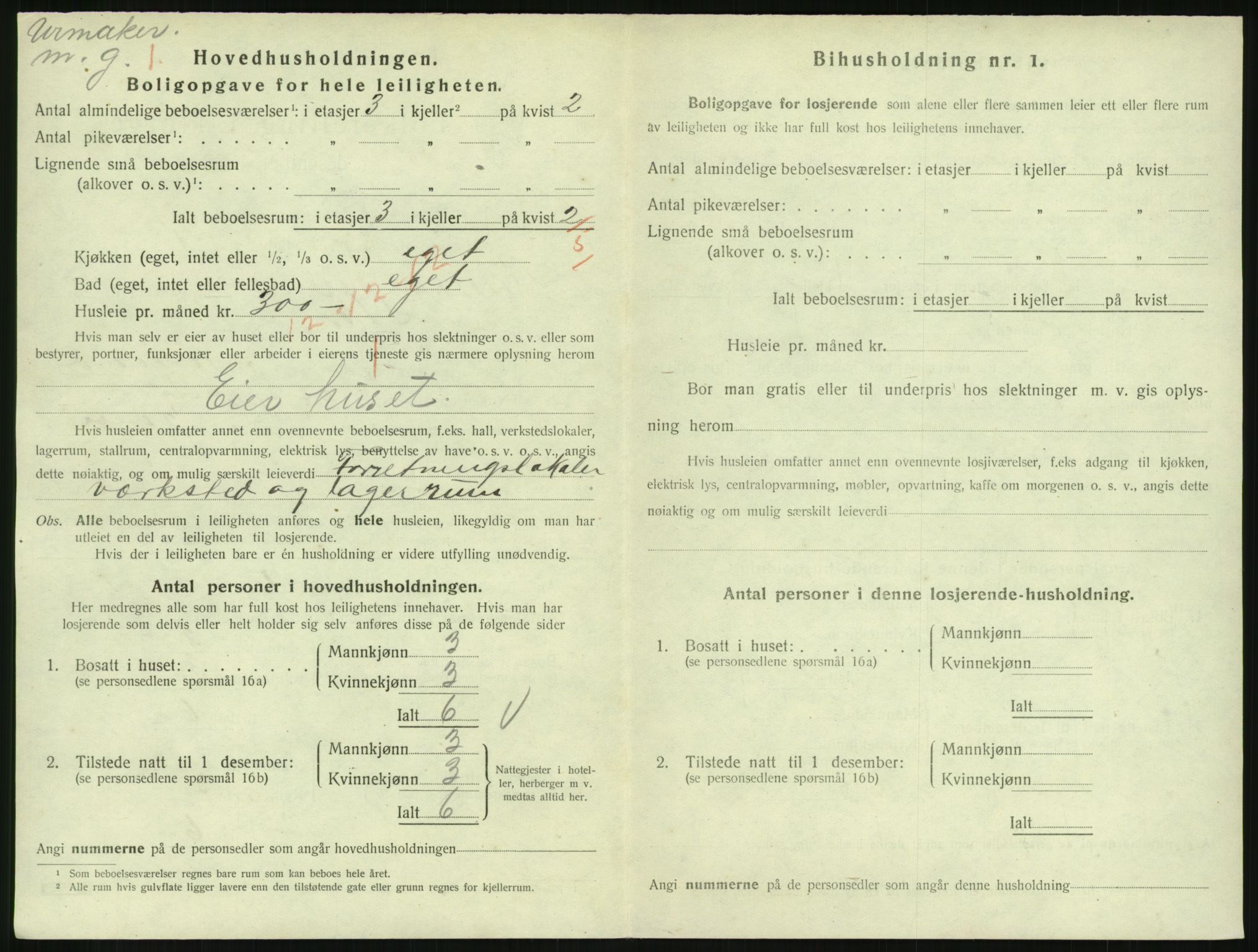 SAH, 1920 census for Lillehammer, 1920, p. 2803