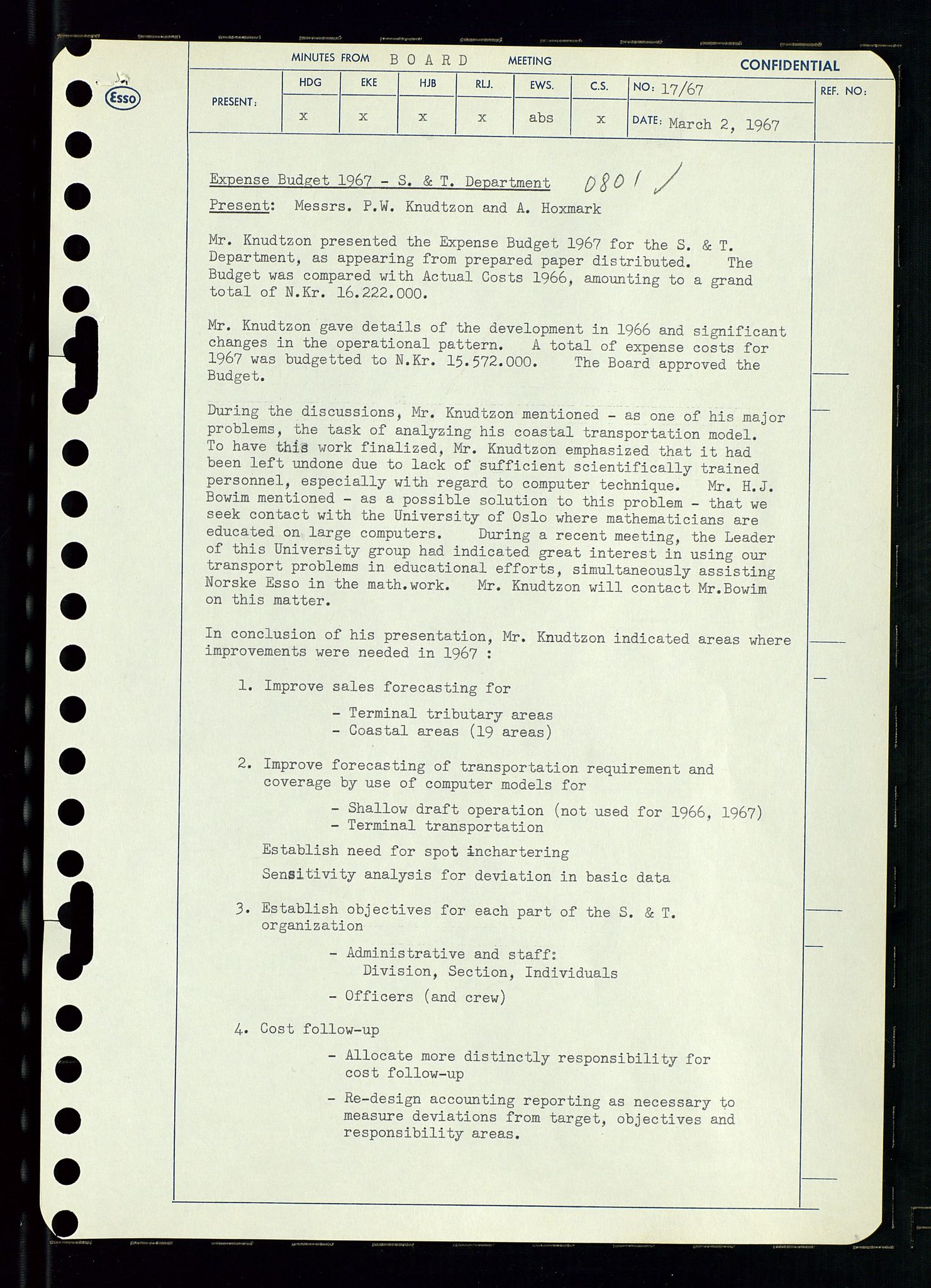 Pa 0982 - Esso Norge A/S, AV/SAST-A-100448/A/Aa/L0002/0003: Den administrerende direksjon Board minutes (styrereferater) / Den administrerende direksjon Board minutes (styrereferater), 1967, p. 34