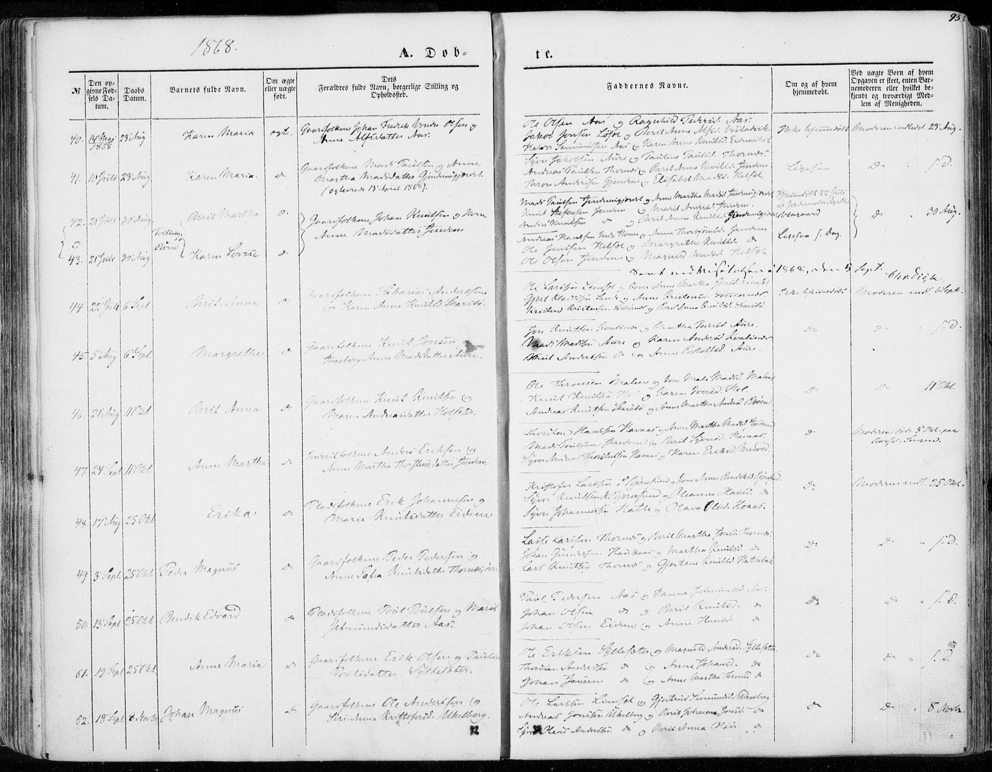 Ministerialprotokoller, klokkerbøker og fødselsregistre - Møre og Romsdal, SAT/A-1454/565/L0748: Parish register (official) no. 565A02, 1845-1872, p. 93