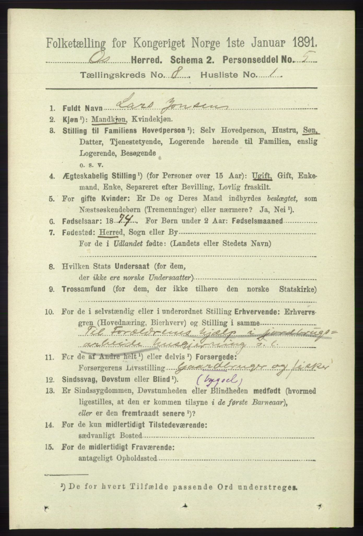 RA, 1891 census for 1243 Os, 1891, p. 1840