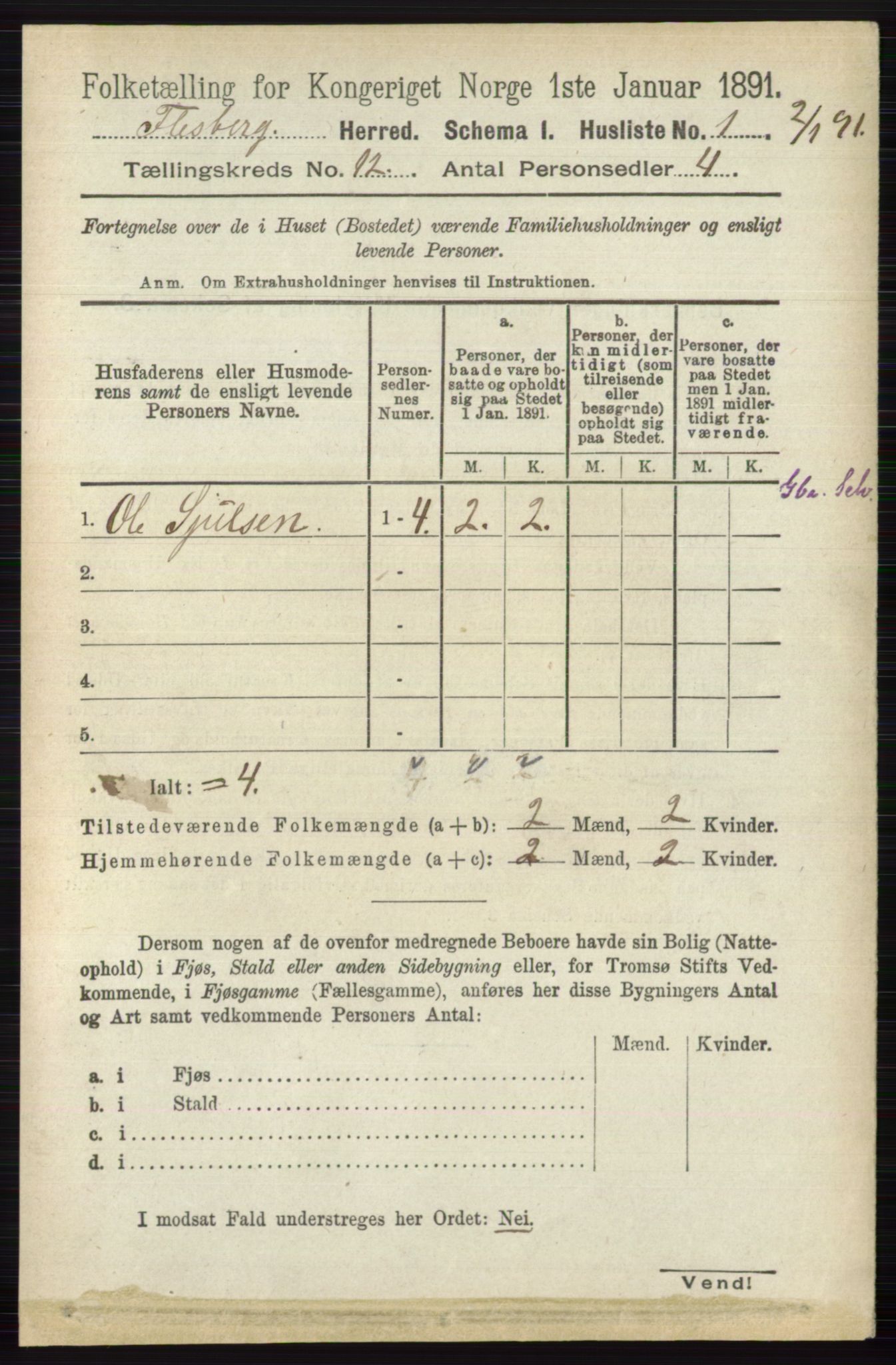 RA, 1891 census for 0631 Flesberg, 1891, p. 2069
