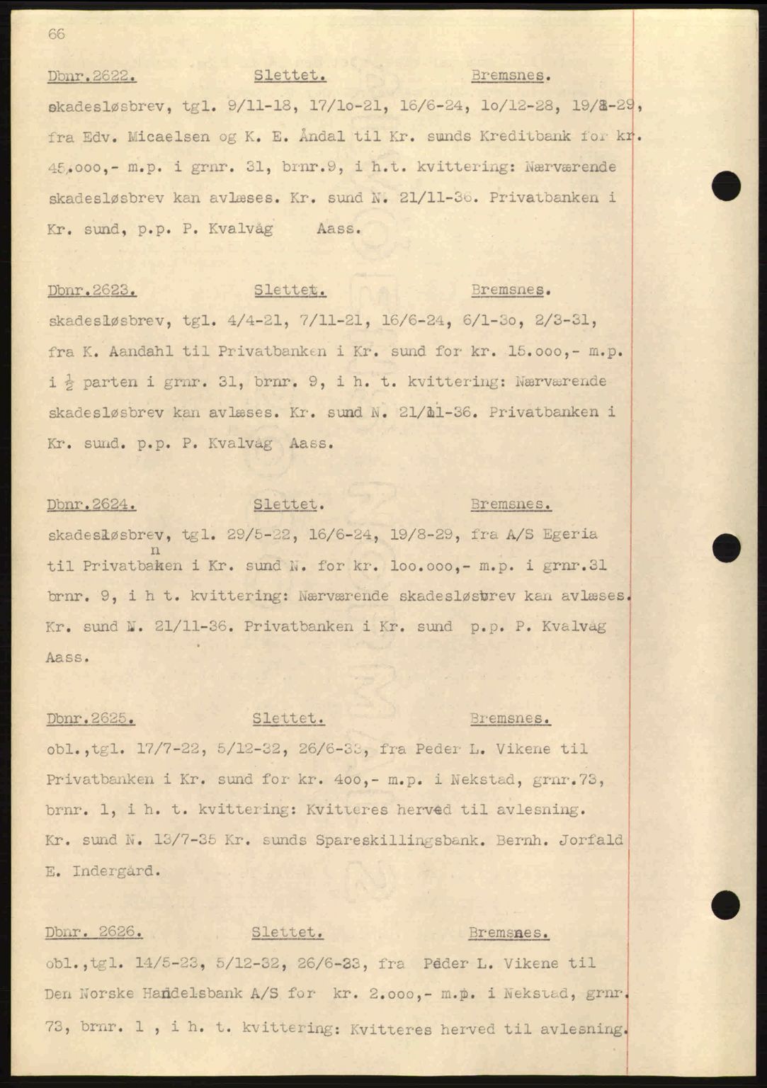 Nordmøre sorenskriveri, AV/SAT-A-4132/1/2/2Ca: Mortgage book no. C80, 1936-1939, Diary no: : 2622/1936