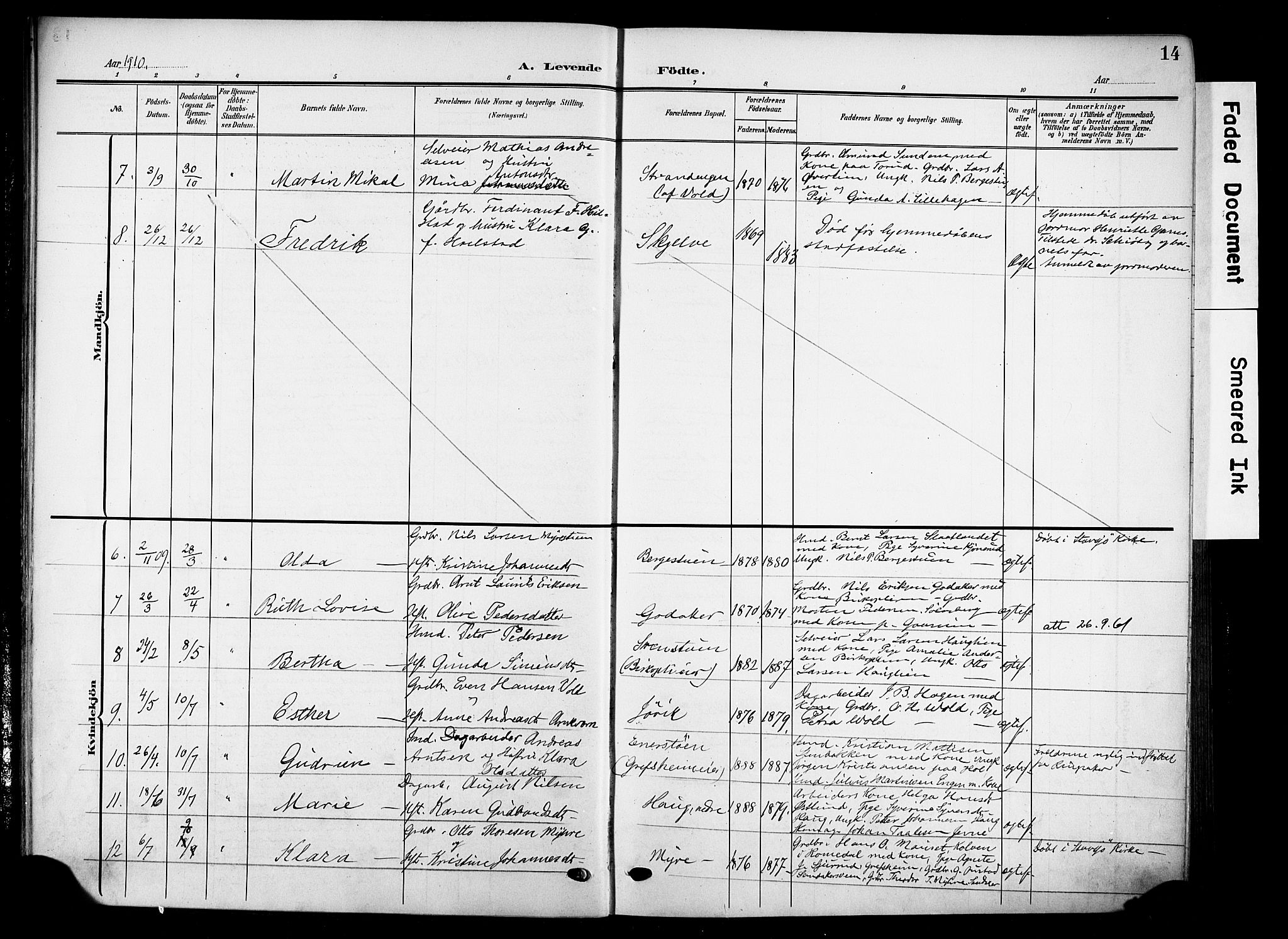 Nes prestekontor, Hedmark, AV/SAH-PREST-020/K/Ka/L0014: Parish register (official) no. 14, 1906-1929, p. 14