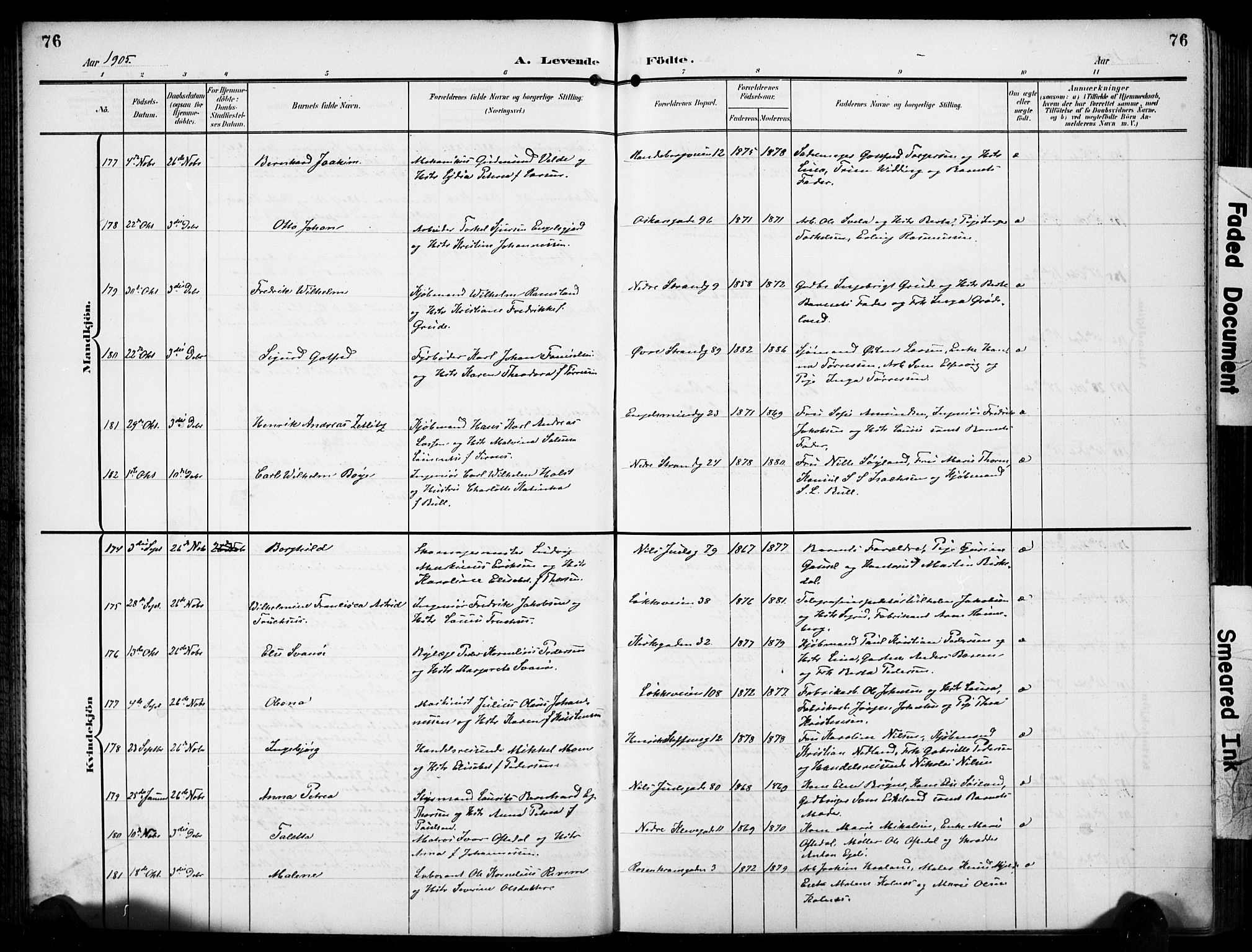 Domkirken sokneprestkontor, AV/SAST-A-101812/001/30/30BB/L0018: Parish register (copy) no. B 18, 1903-1915, p. 76