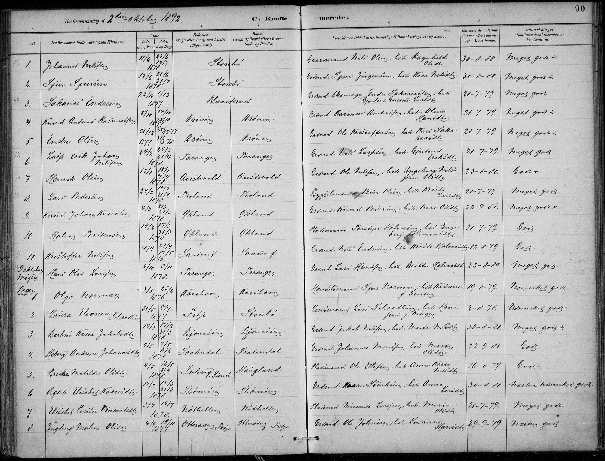 Sund sokneprestembete, AV/SAB-A-99930: Parish register (official) no. C  1, 1882-1899, p. 90