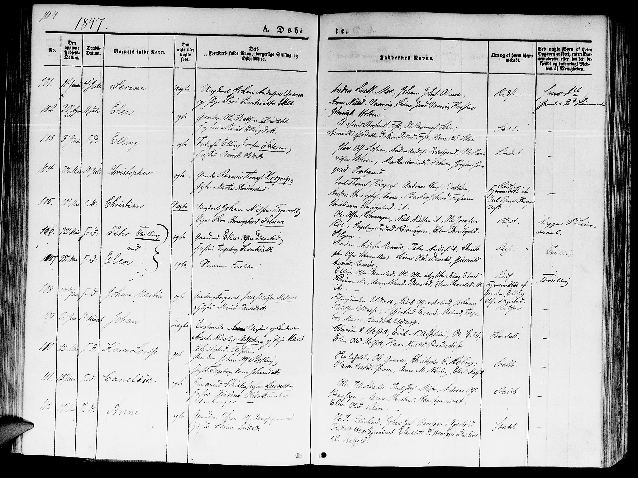 Ministerialprotokoller, klokkerbøker og fødselsregistre - Sør-Trøndelag, AV/SAT-A-1456/646/L0610: Parish register (official) no. 646A08, 1837-1847, p. 104