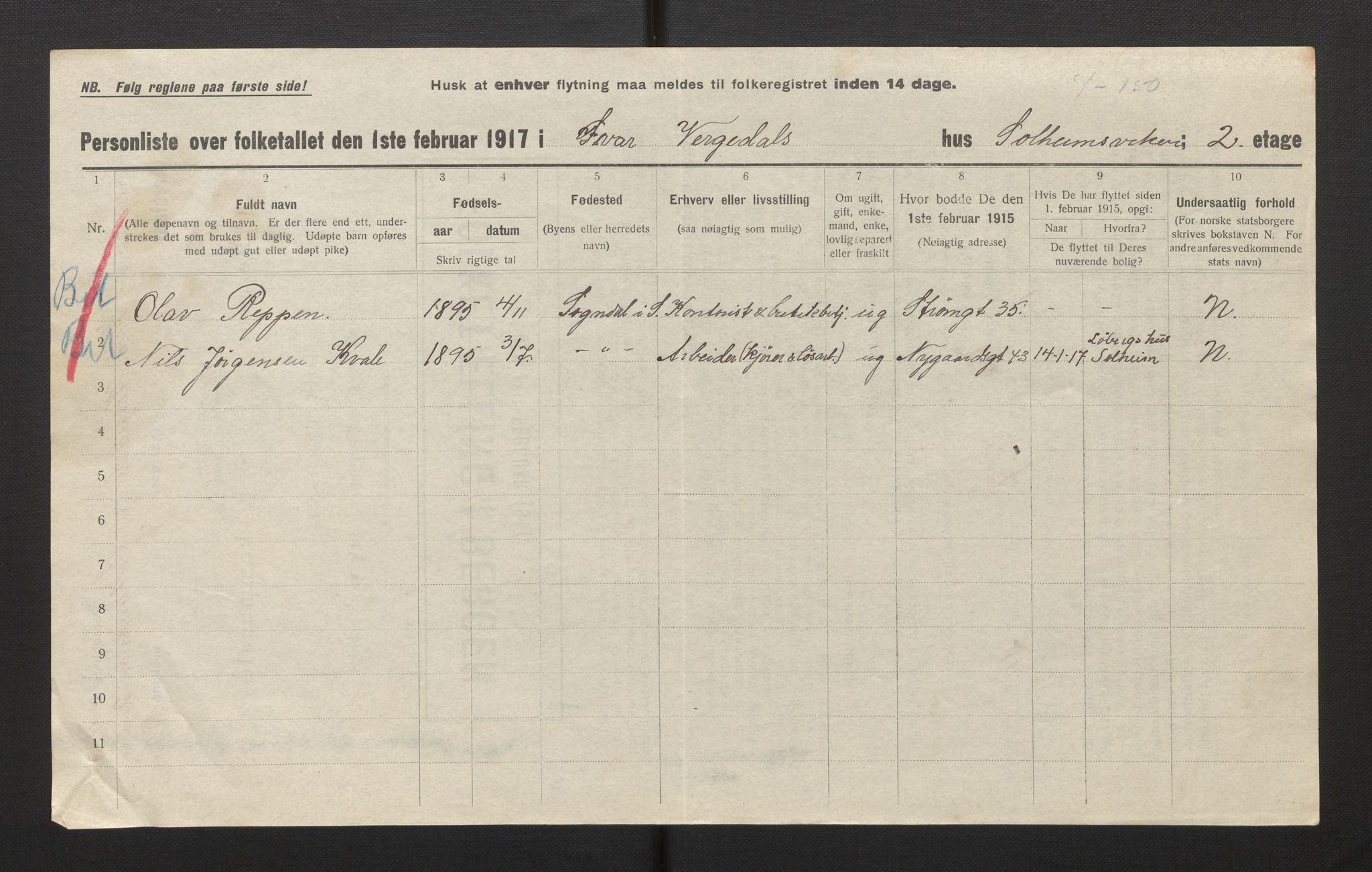 SAB, Municipal Census 1917 for Bergen, 1917, p. 49322