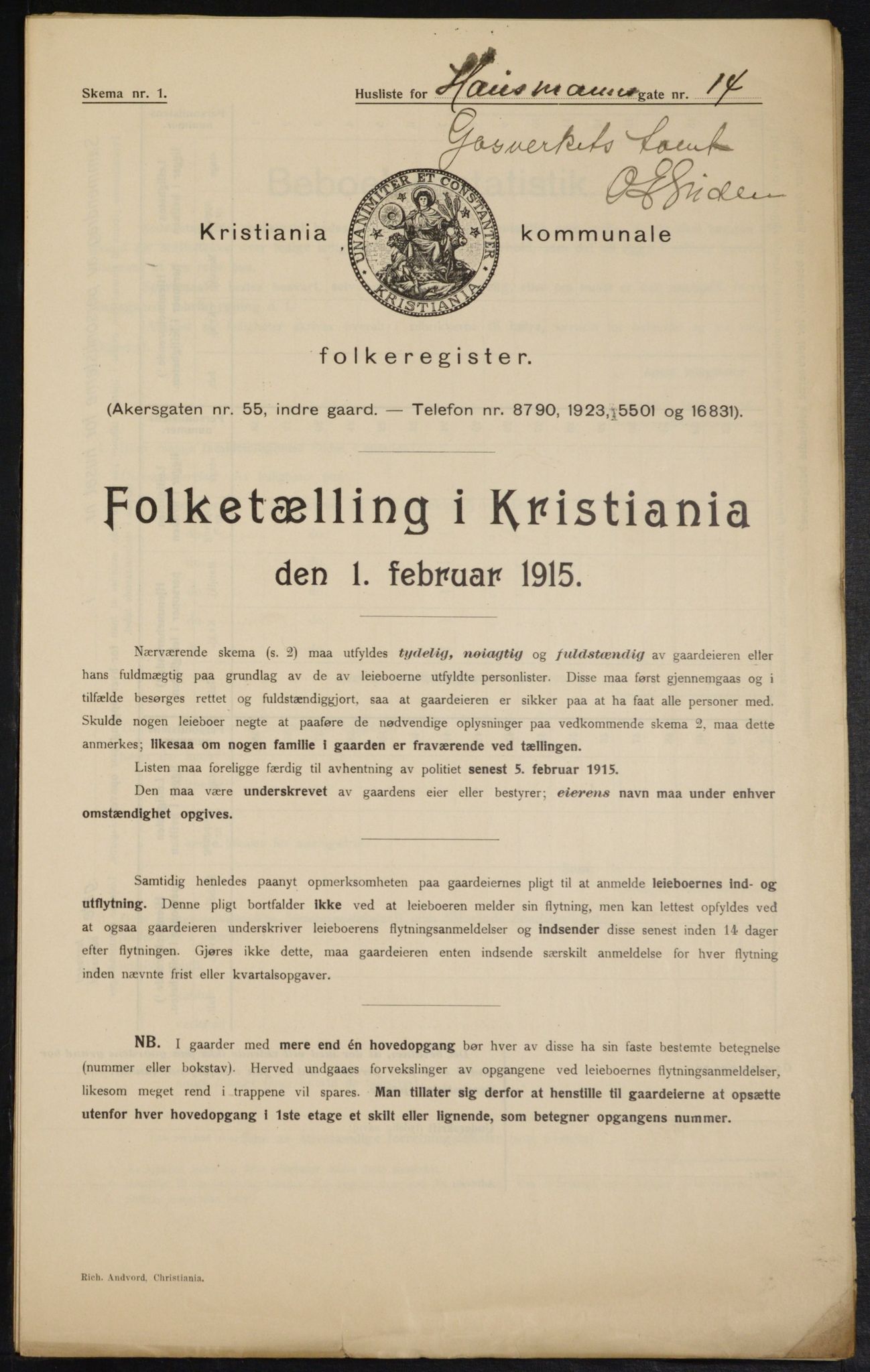 OBA, Municipal Census 1915 for Kristiania, 1915, p. 34808