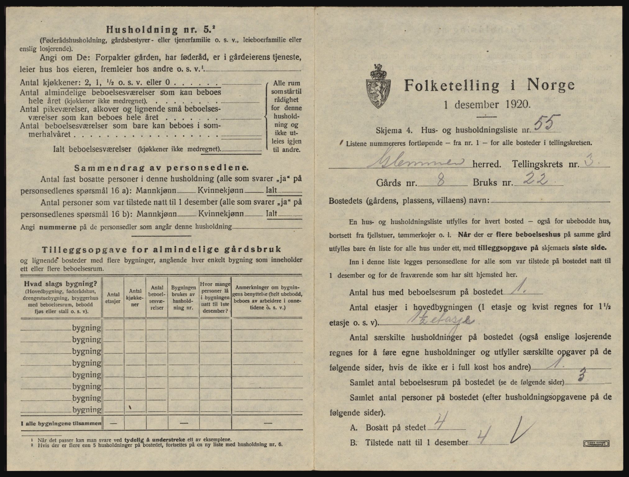 SAO, 1920 census for Glemmen, 1920, p. 559