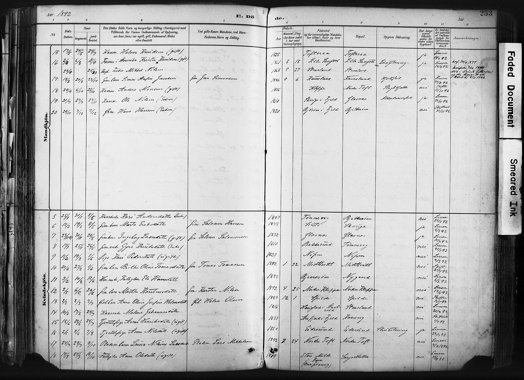 Sund sokneprestembete, AV/SAB-A-99930: Parish register (official) no. B 1, 1882-1907, p. 253