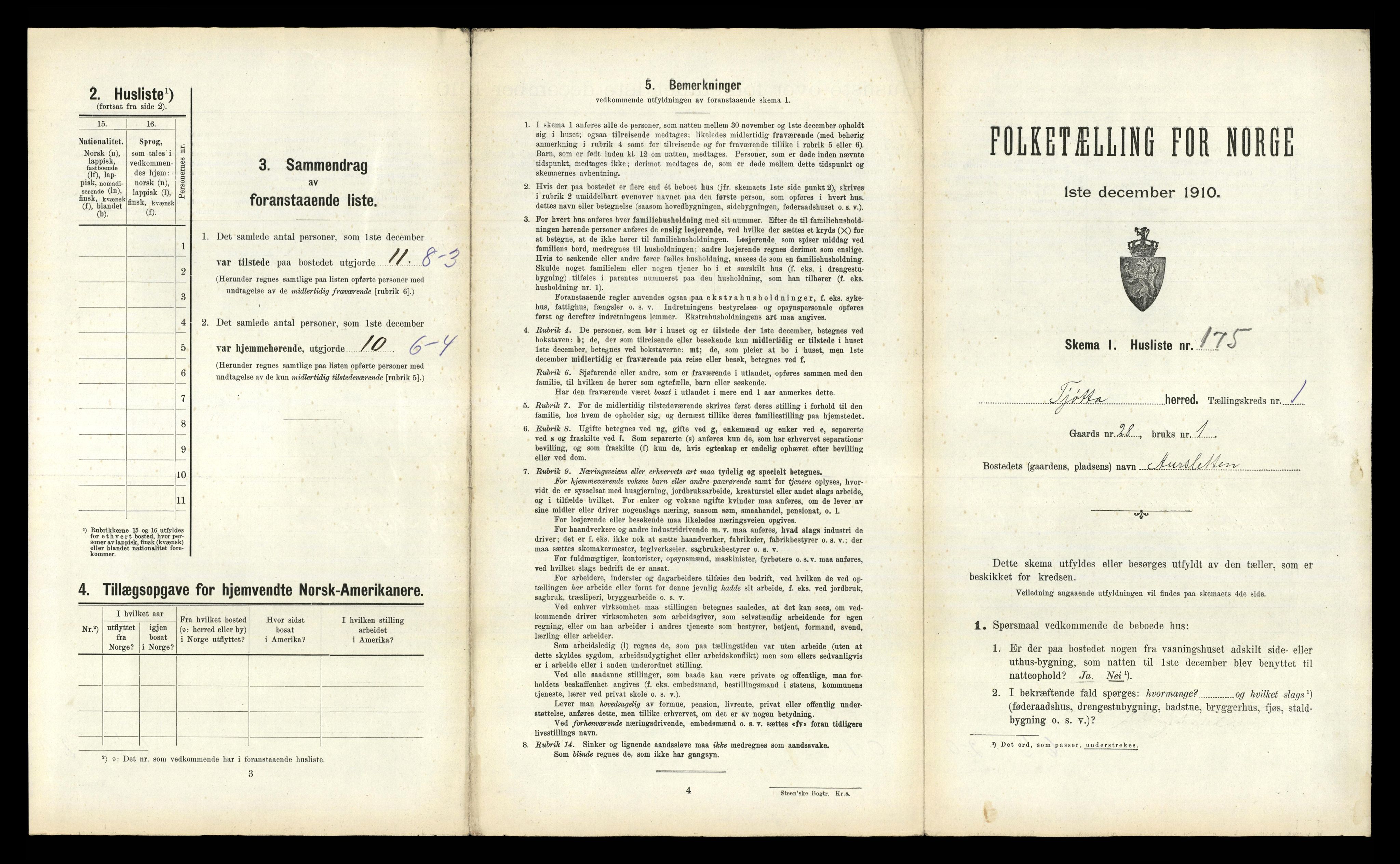 RA, 1910 census for Tjøtta, 1910, p. 379