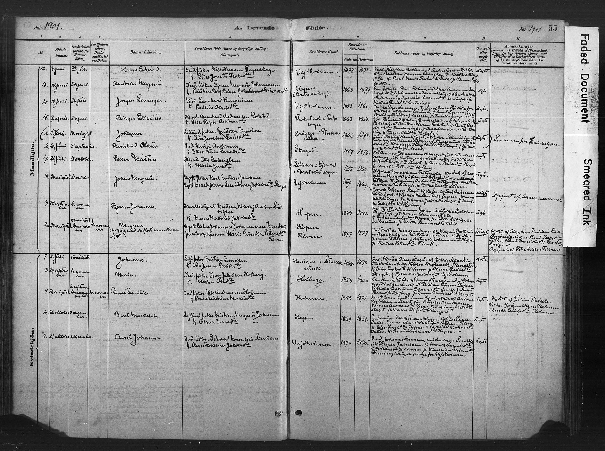 Ministerialprotokoller, klokkerbøker og fødselsregistre - Møre og Romsdal, AV/SAT-A-1454/583/L0954: Parish register (official) no. 583A01, 1880-1906, p. 55