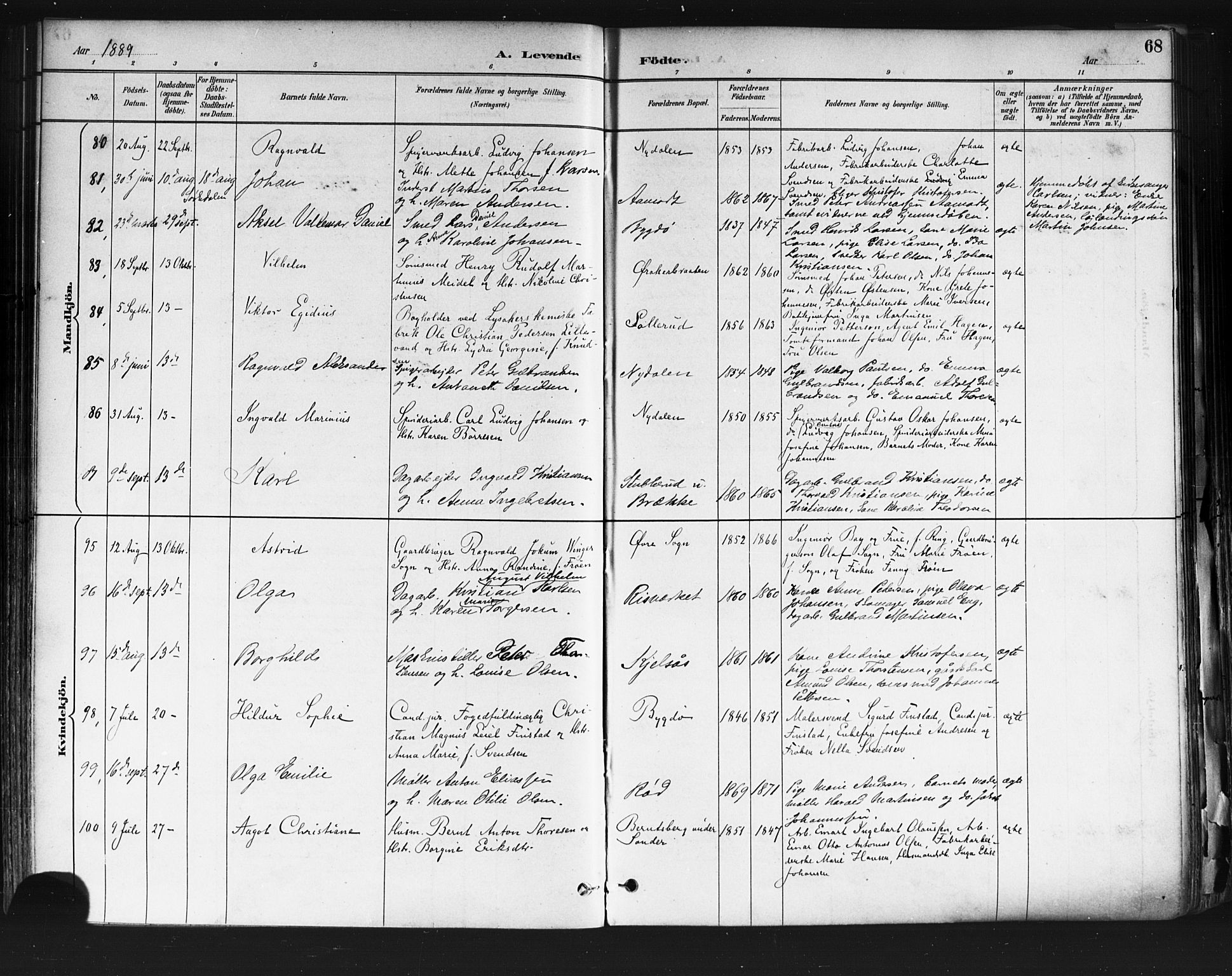 Vestre Aker prestekontor Kirkebøker, SAO/A-10025/F/Fa/L0010: Parish register (official) no. 10, 1886-1903, p. 68