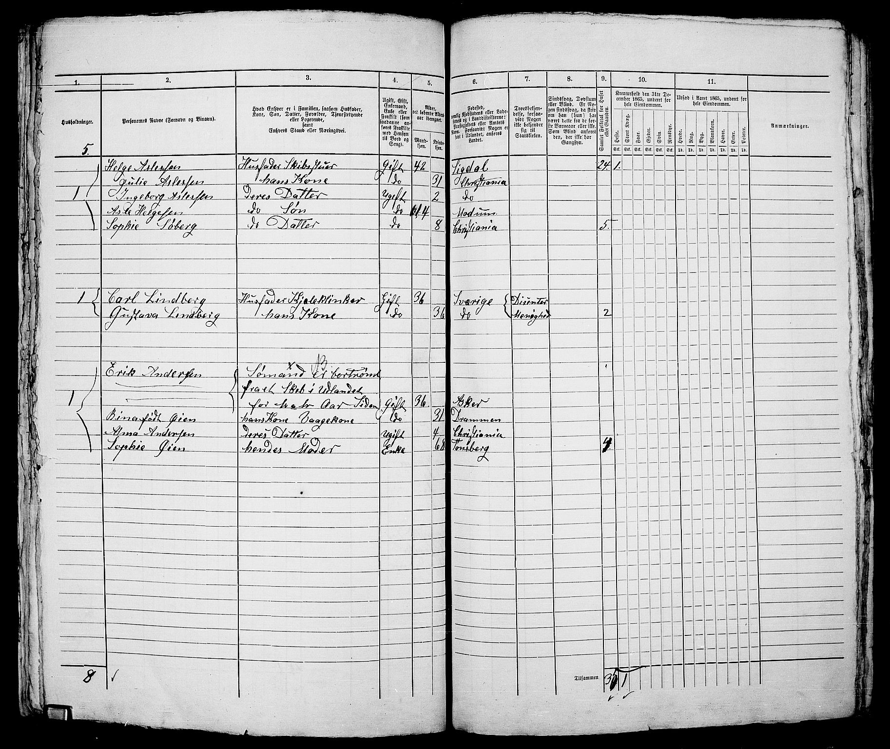 RA, 1865 census for Kristiania, 1865, p. 1396
