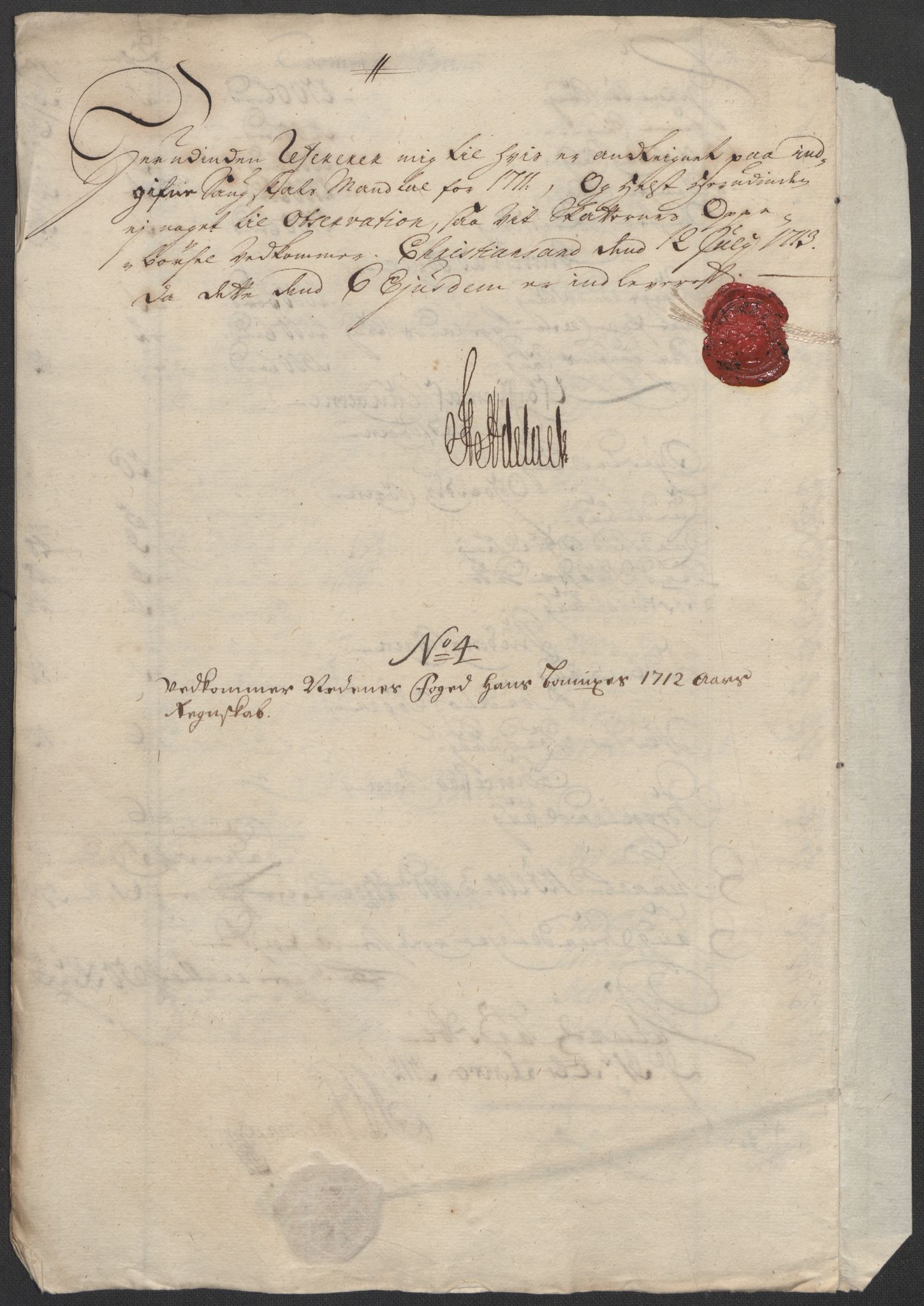 Rentekammeret inntil 1814, Reviderte regnskaper, Fogderegnskap, AV/RA-EA-4092/R39/L2320: Fogderegnskap Nedenes, 1712, p. 218