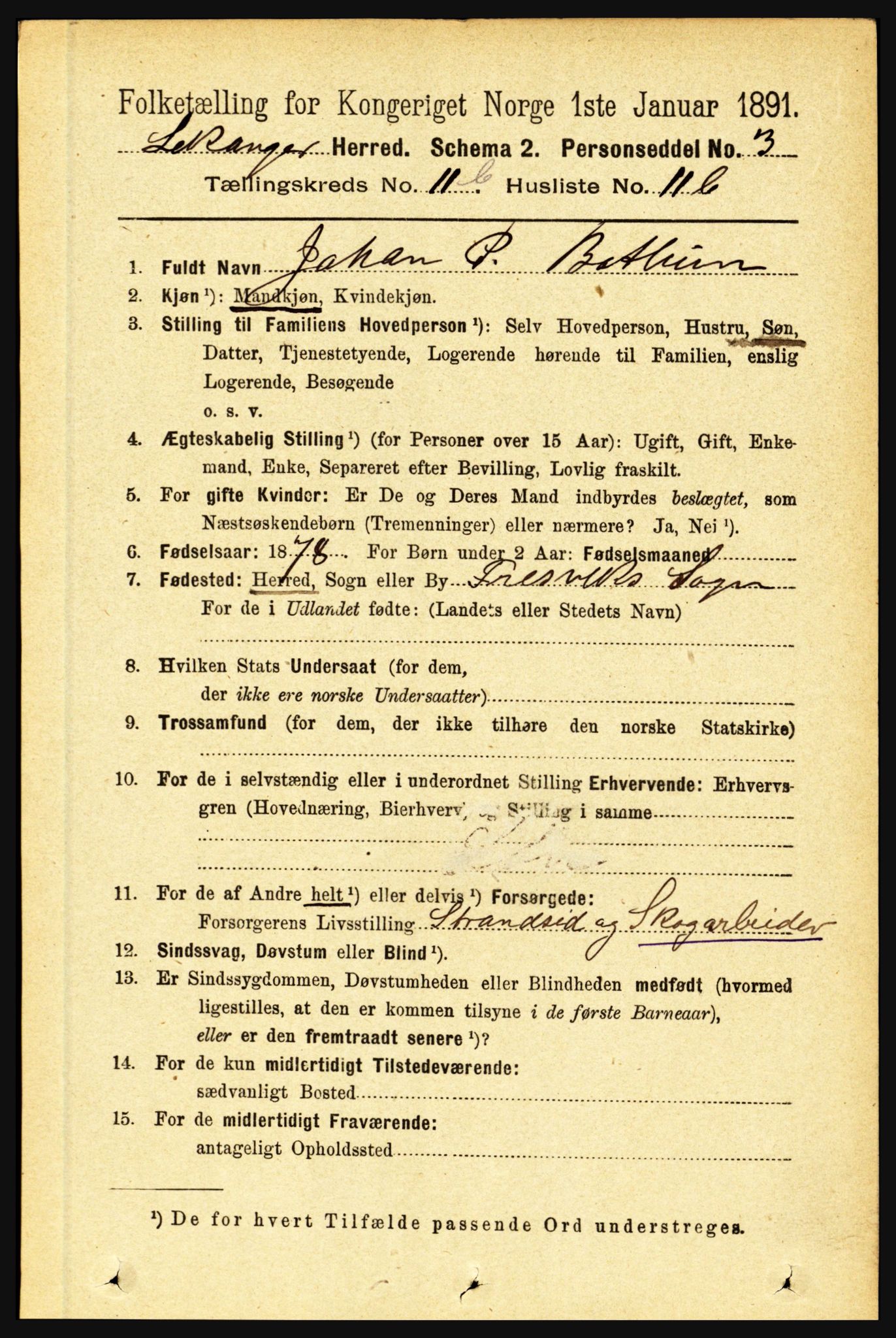 RA, 1891 census for 1419 Leikanger, 1891, p. 2221