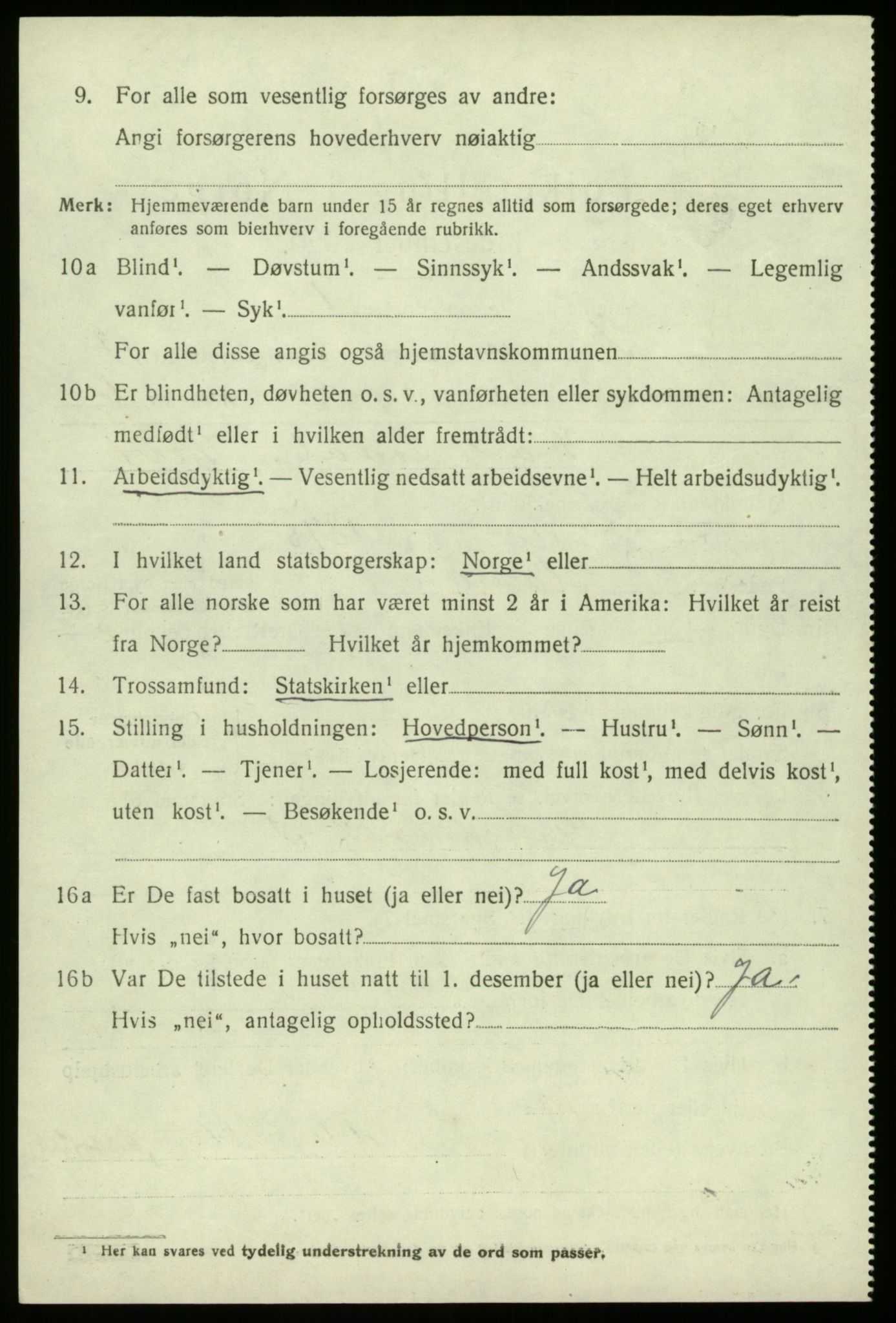 SAB, 1920 census for Manger, 1920, p. 9707