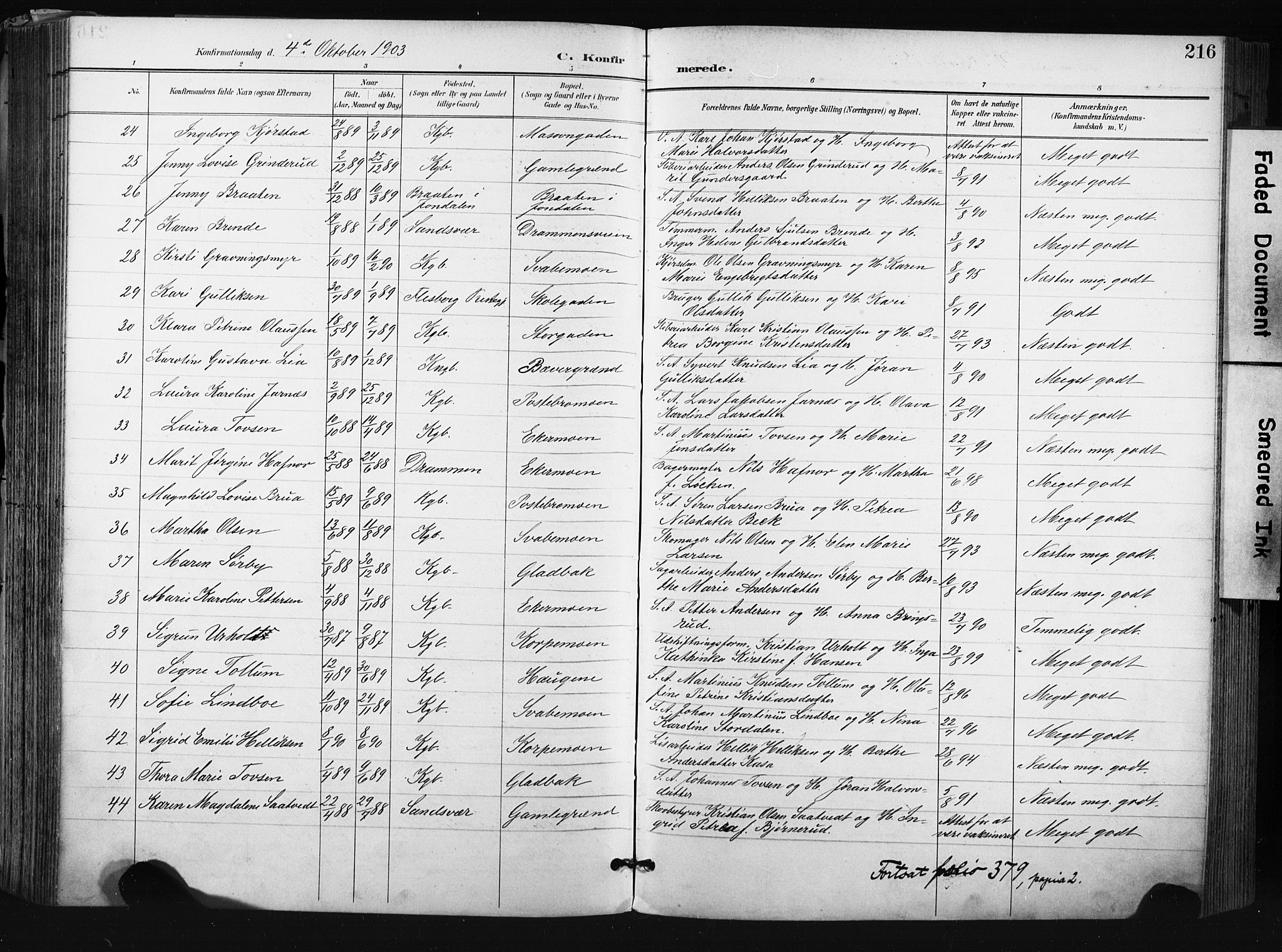 Kongsberg kirkebøker, SAKO/A-22/F/Fb/L0003: Parish register (official) no. II 3, 1896-1905, p. 216