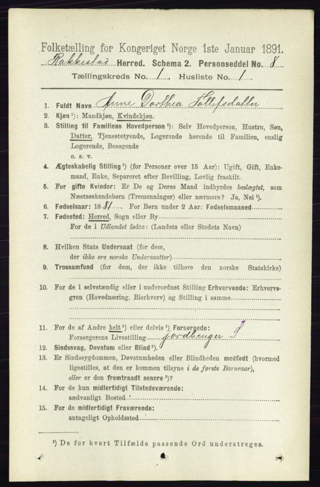 RA, 1891 census for 0128 Rakkestad, 1891, p. 124