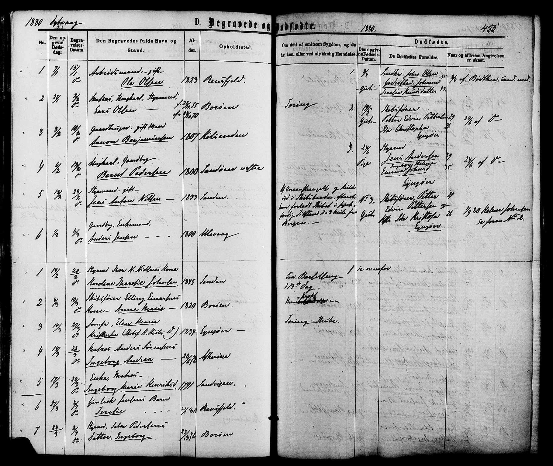 Dypvåg sokneprestkontor, SAK/1111-0007/F/Fa/Faa/L0007: Parish register (official) no. A 7/ 1, 1872-1884, p. 455
