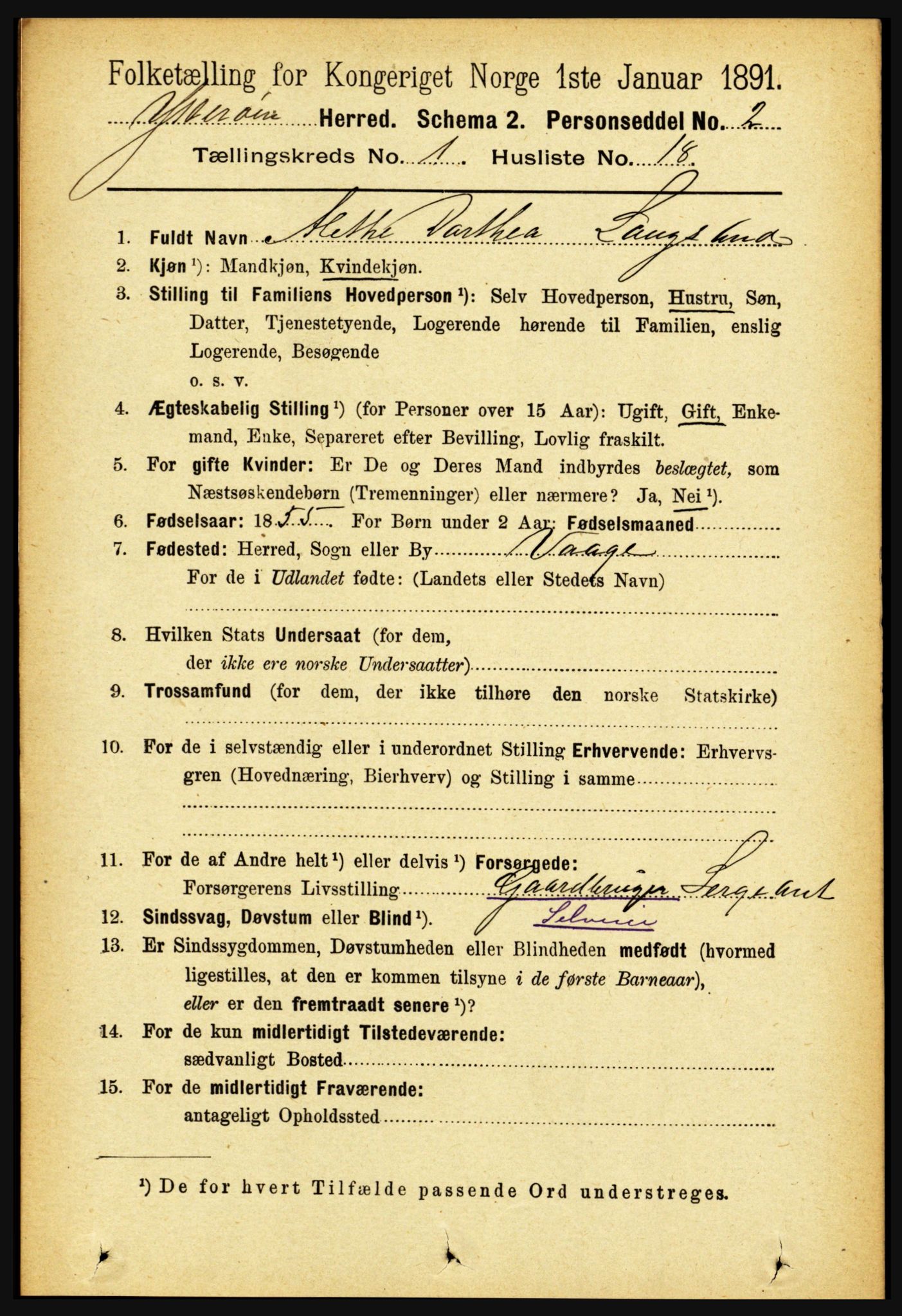 RA, 1891 census for 1722 Ytterøy, 1891, p. 222