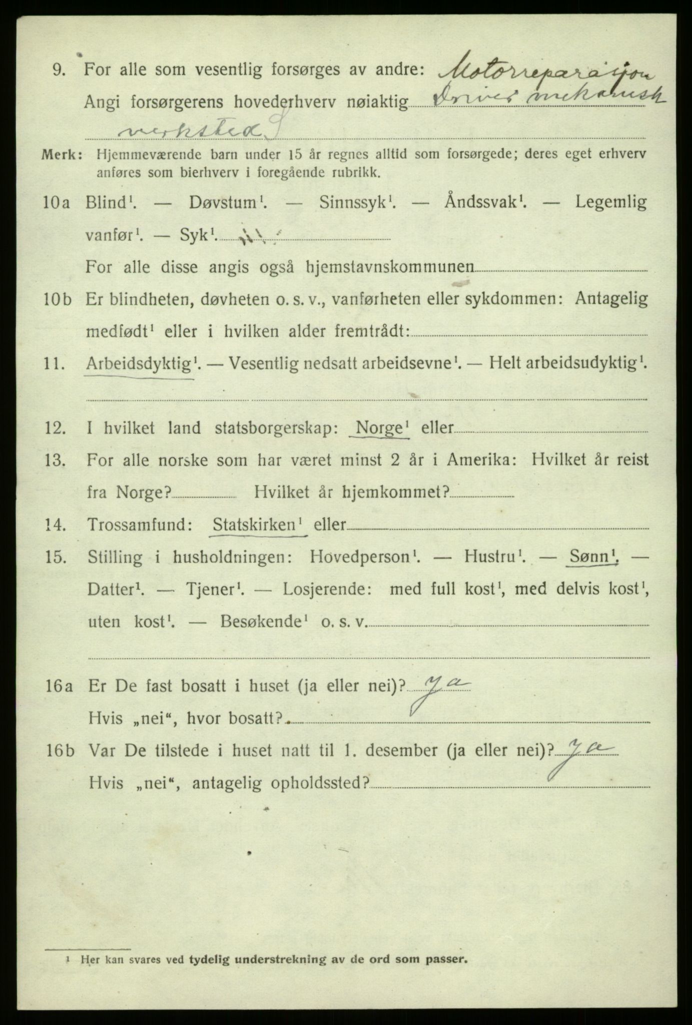 SAB, 1920 census for Hyllestad, 1920, p. 5085