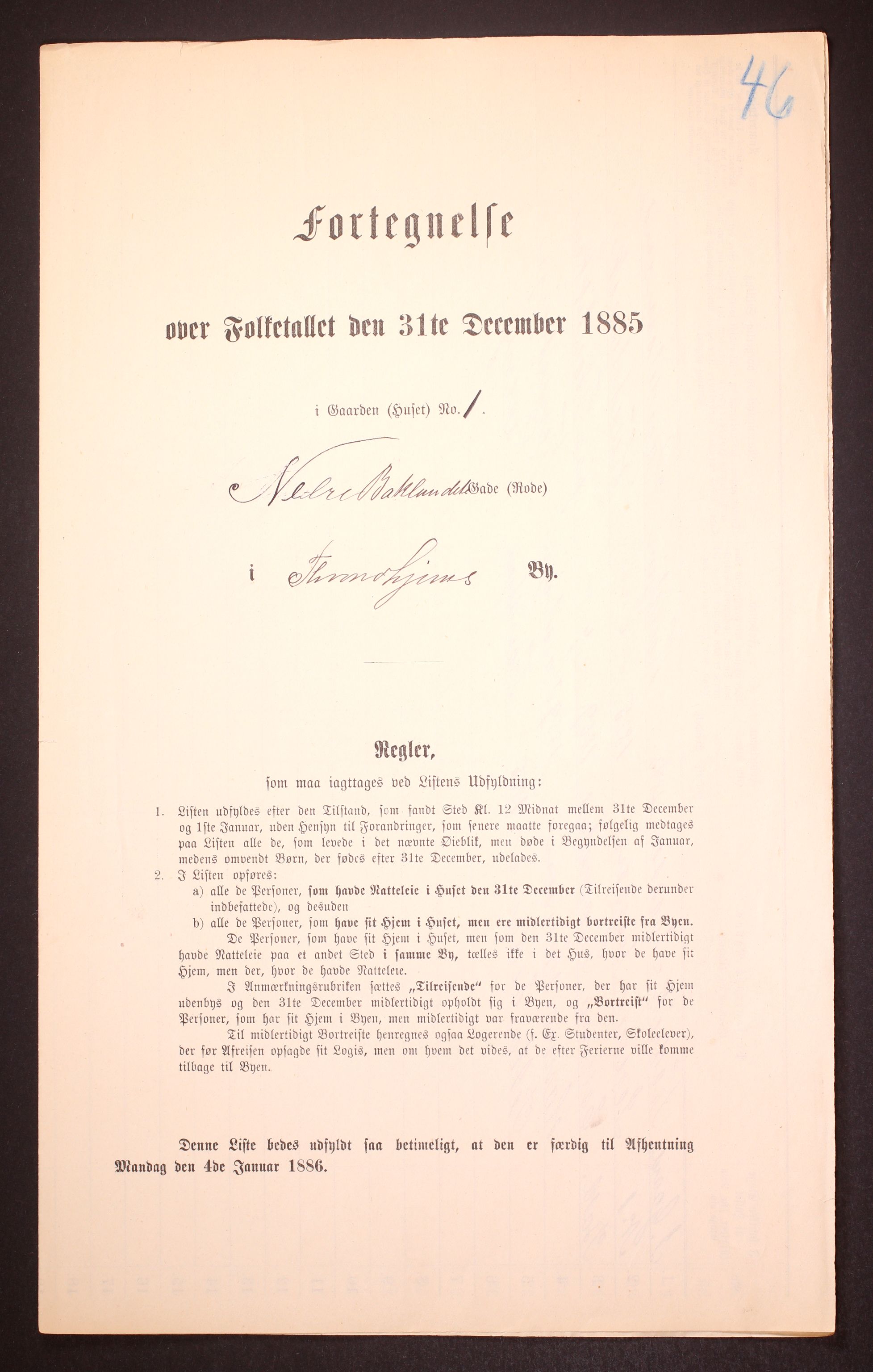 SAT, 1885 census for 1601 Trondheim, 1885, p. 2806