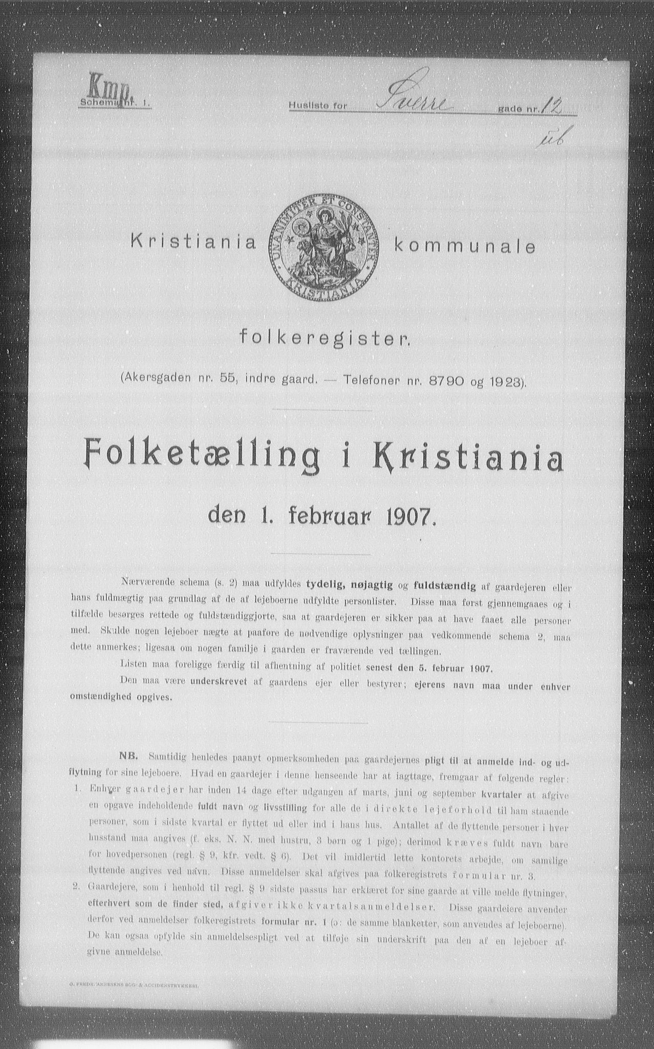 OBA, Municipal Census 1907 for Kristiania, 1907, p. 53917