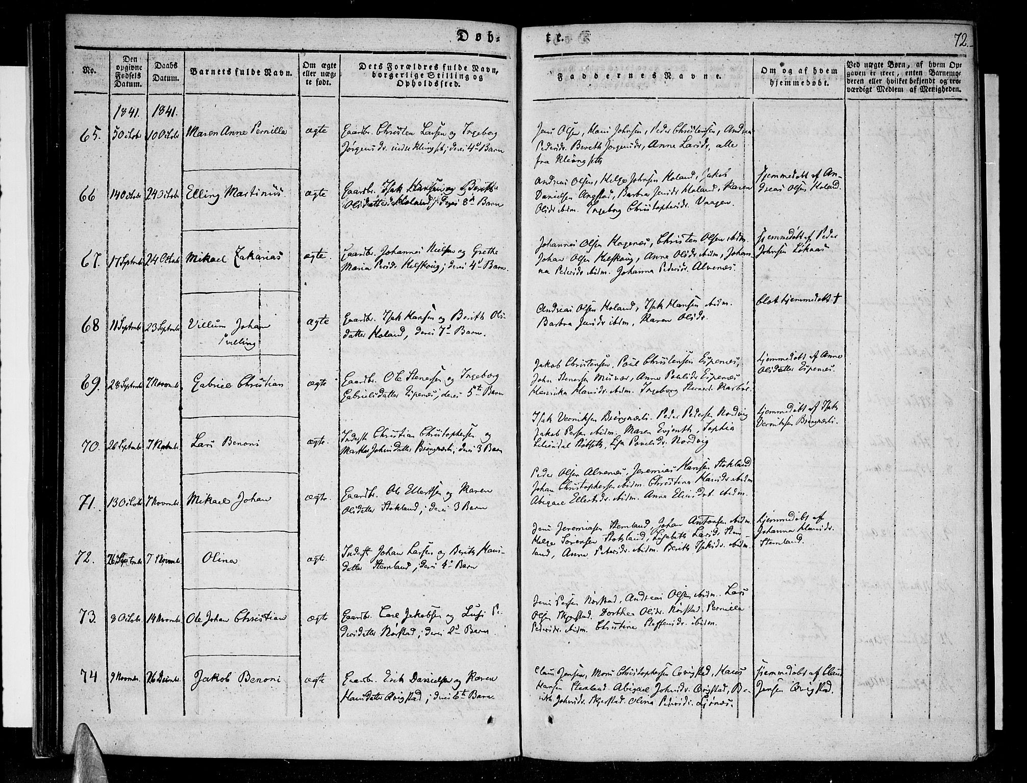 Ministerialprotokoller, klokkerbøker og fødselsregistre - Nordland, AV/SAT-A-1459/852/L0737: Parish register (official) no. 852A07, 1833-1849, p. 72