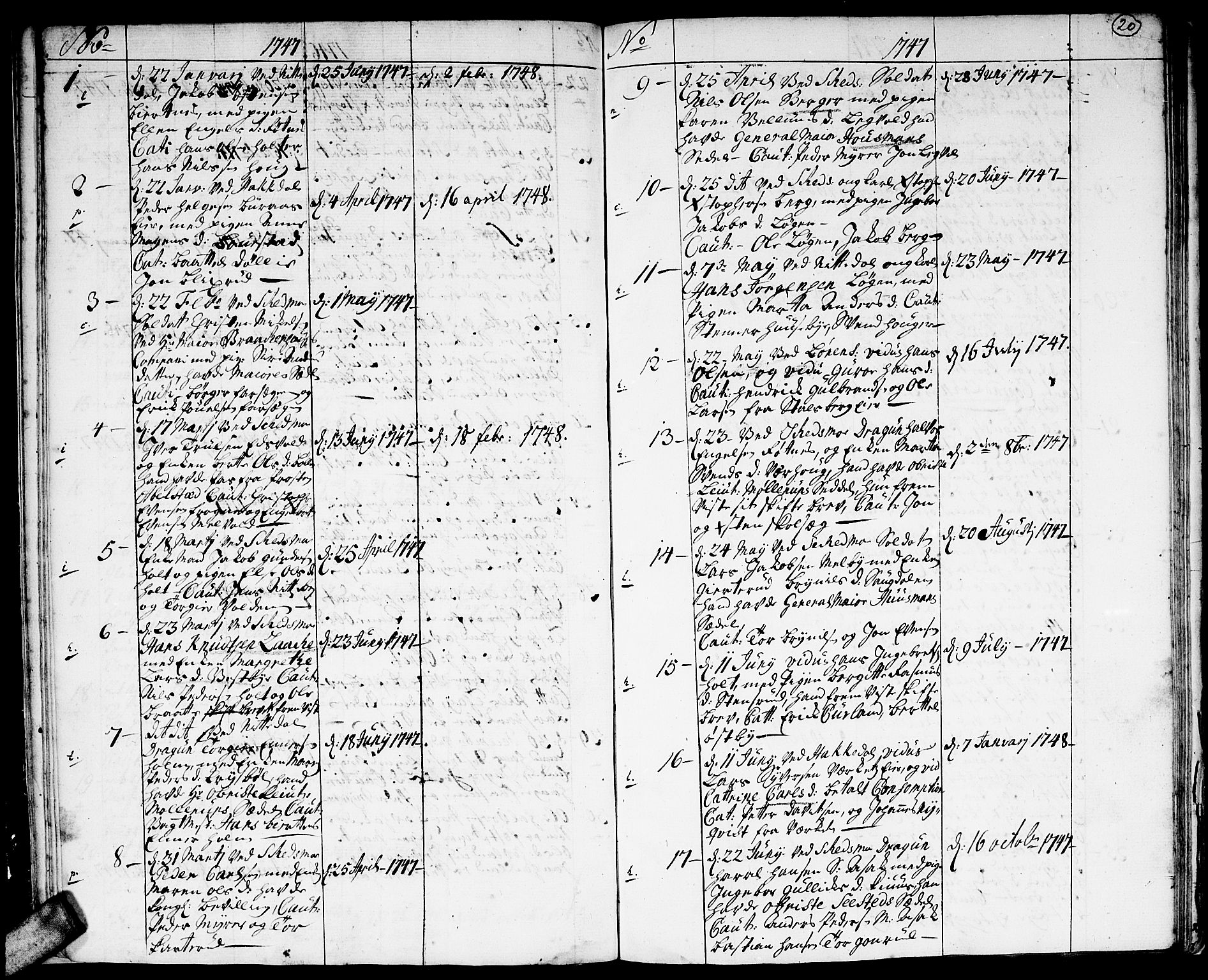 Skedsmo prestekontor Kirkebøker, SAO/A-10033a/F/Fa/L0004: Parish register (official) no. I 4, 1737-1768, p. 20