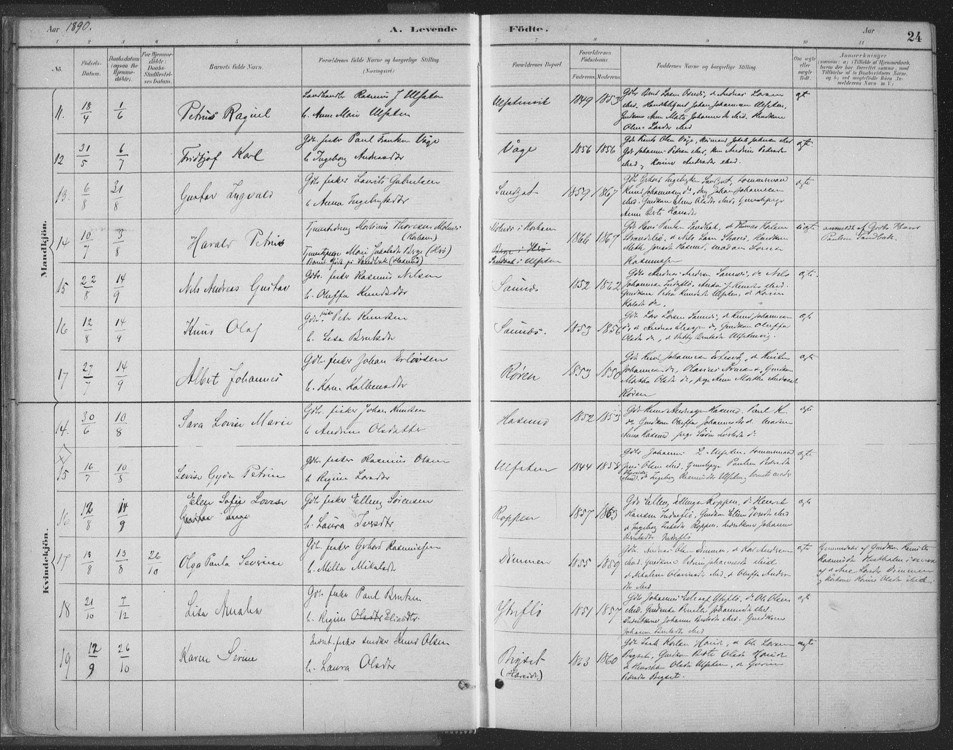 Ministerialprotokoller, klokkerbøker og fødselsregistre - Møre og Romsdal, AV/SAT-A-1454/509/L0106: Parish register (official) no. 509A04, 1883-1922, p. 24