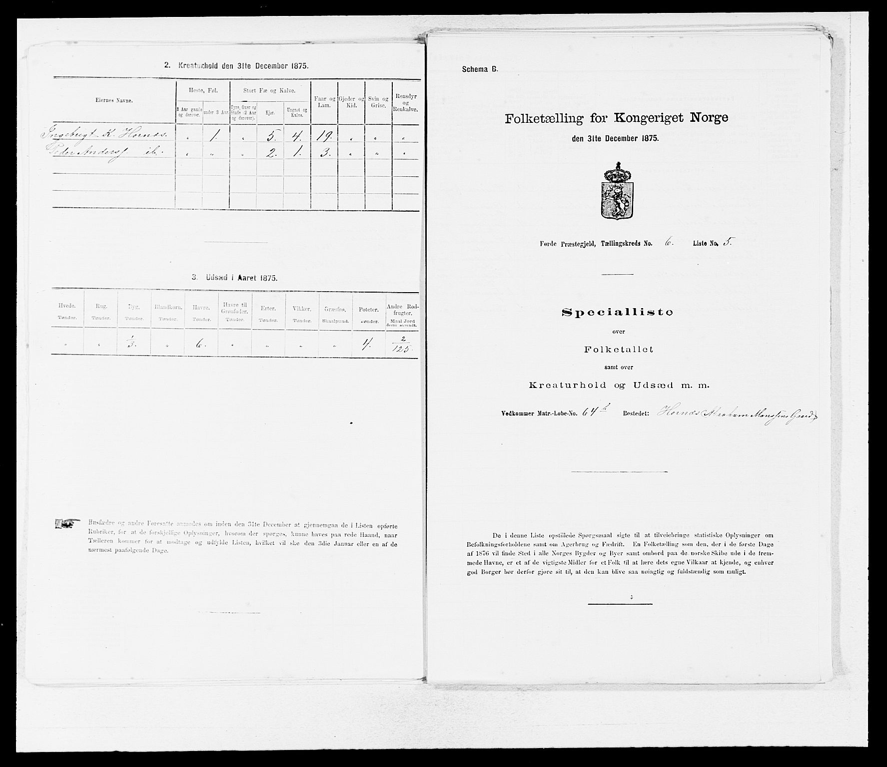 SAB, 1875 census for 1432P Førde, 1875, p. 618