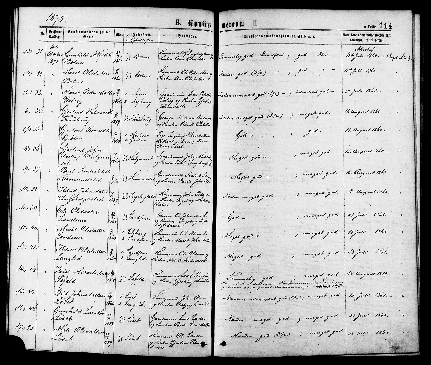 Ministerialprotokoller, klokkerbøker og fødselsregistre - Møre og Romsdal, AV/SAT-A-1454/598/L1068: Parish register (official) no. 598A02, 1872-1881, p. 114