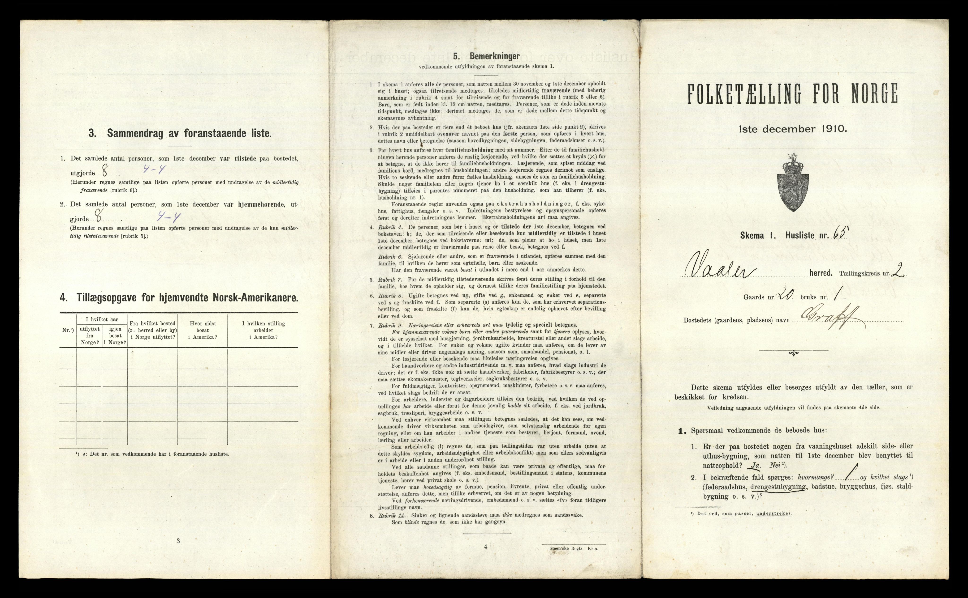 RA, 1910 census for Våler, 1910, p. 312