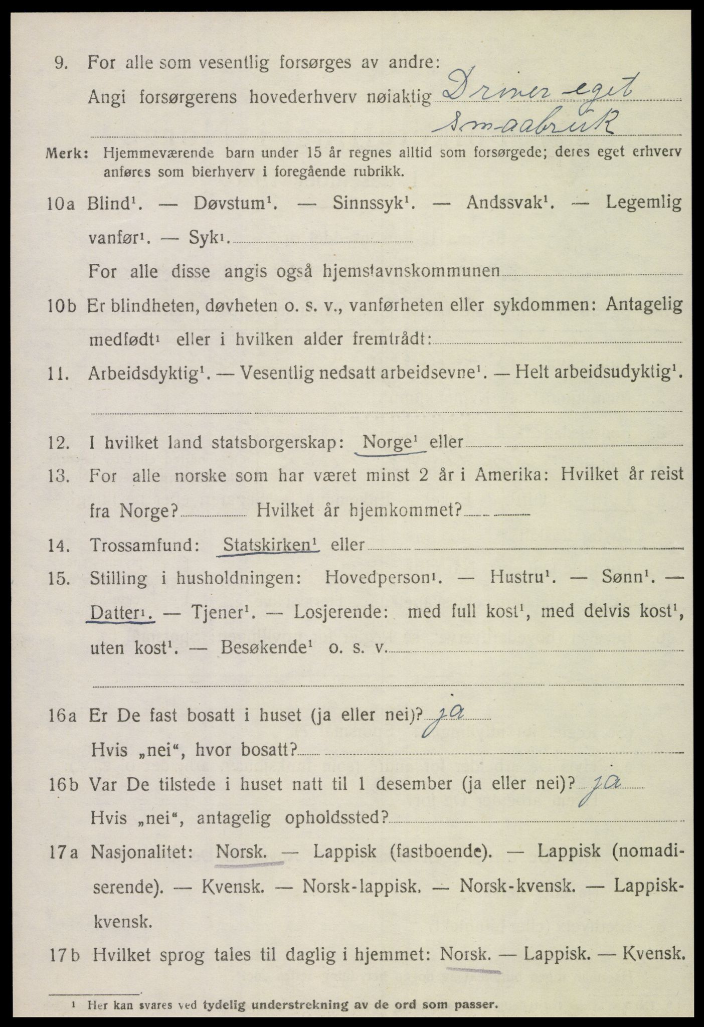 SAT, 1920 census for Inderøy, 1920, p. 4212
