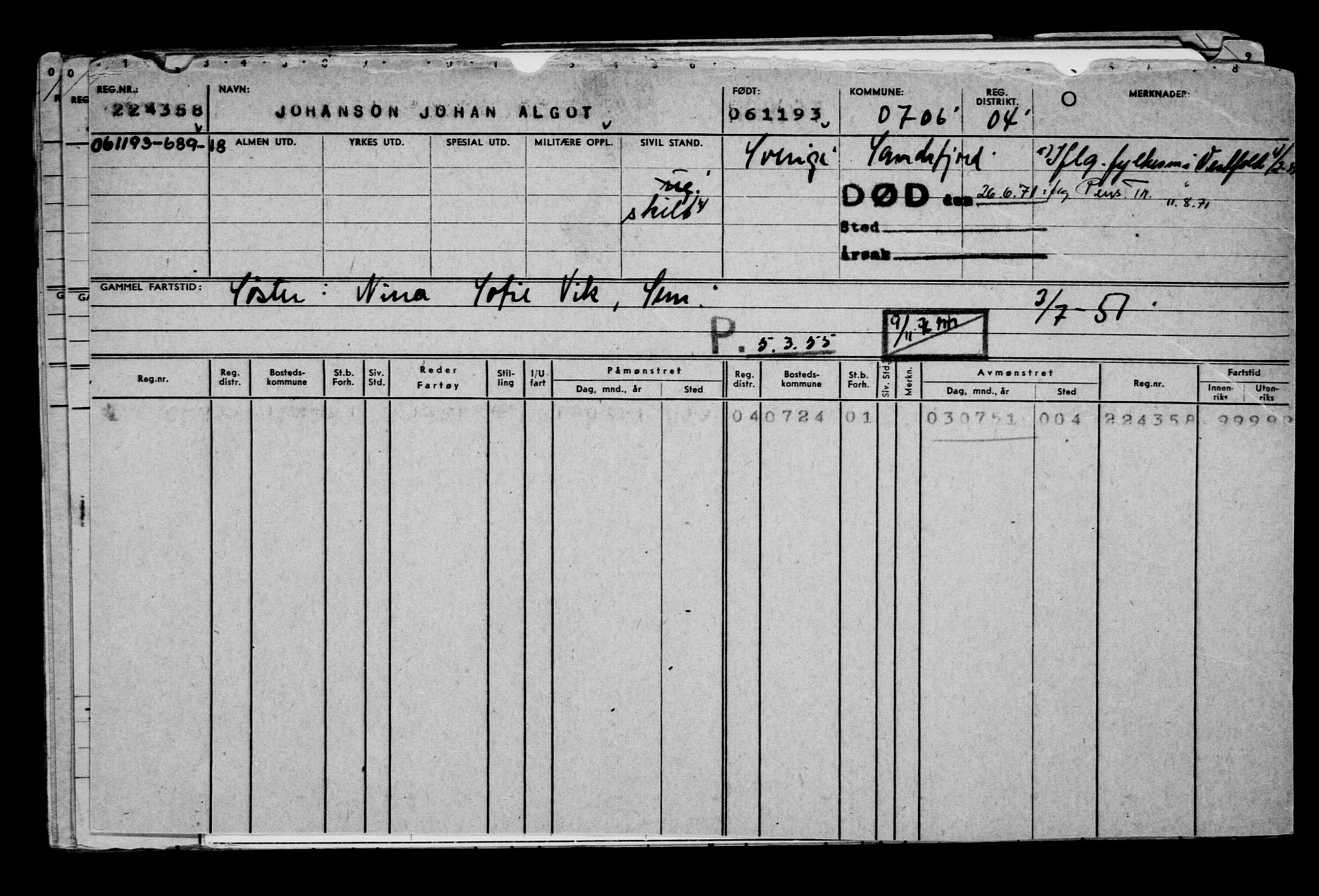 Direktoratet for sjømenn, AV/RA-S-3545/G/Gb/L0015: Hovedkort, 1893-1894, p. 23