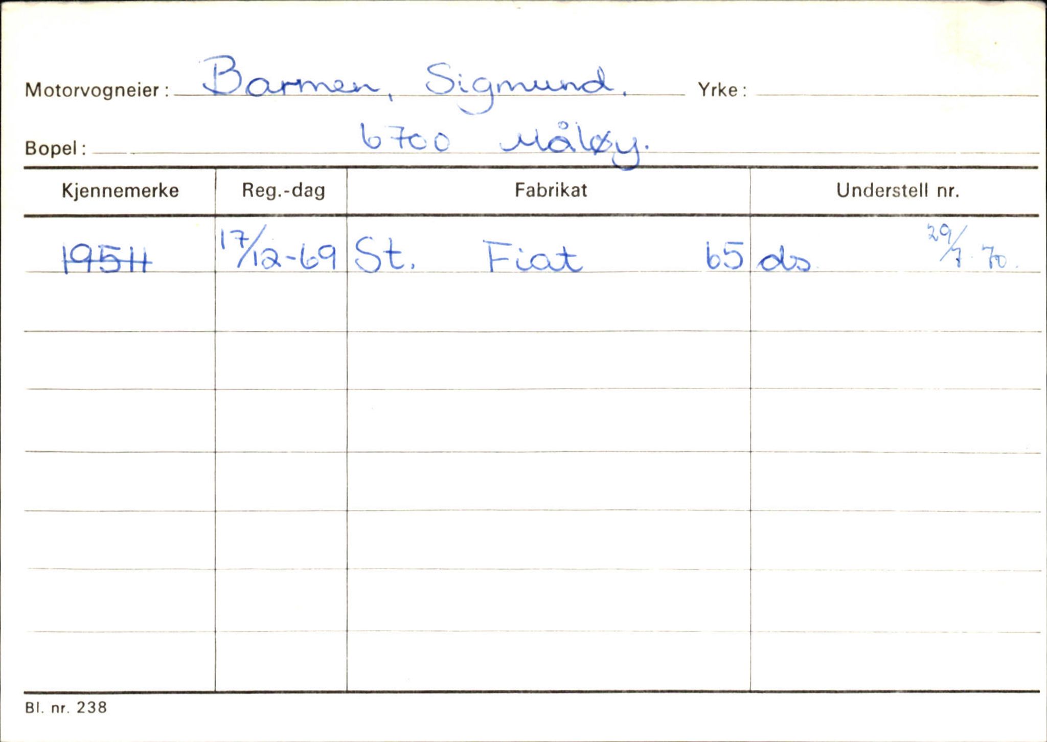 Statens vegvesen, Sogn og Fjordane vegkontor, SAB/A-5301/4/F/L0144: Registerkort Vågsøy A-R, 1945-1975, p. 99