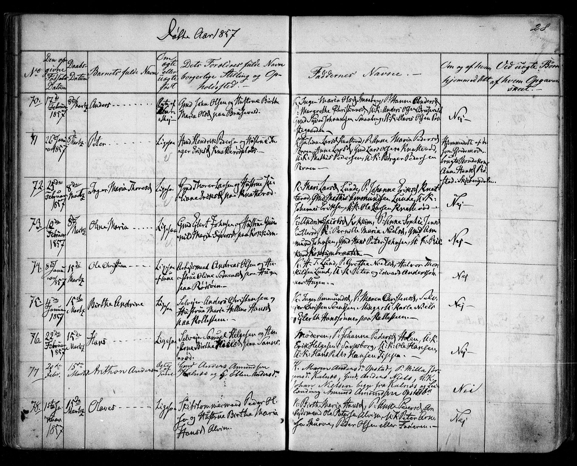 Tune prestekontor Kirkebøker, AV/SAO-A-2007/F/Fa/L0012: Parish register (official) no. 12, 1856-1859, p. 28