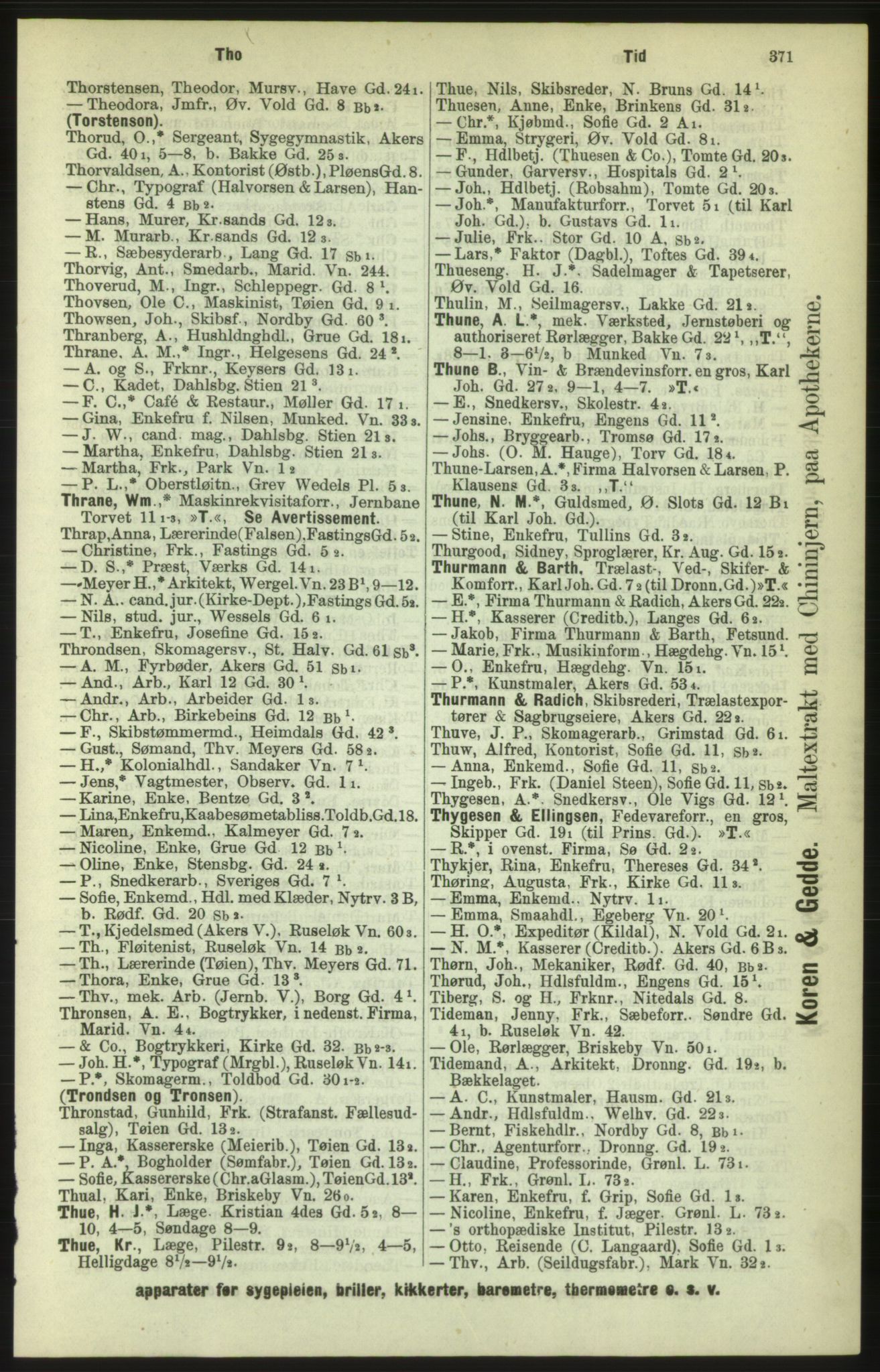 Kristiania/Oslo adressebok, PUBL/-, 1886, p. 371