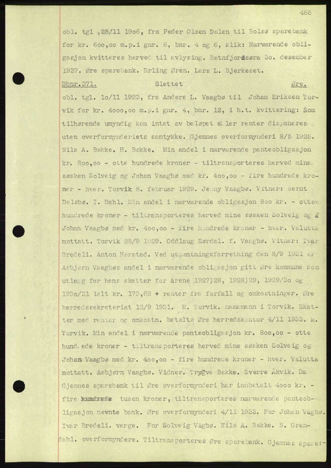 Nordmøre sorenskriveri, AV/SAT-A-4132/1/2/2Ca: Mortgage book no. C80, 1936-1939, Diary no: : 371/1938