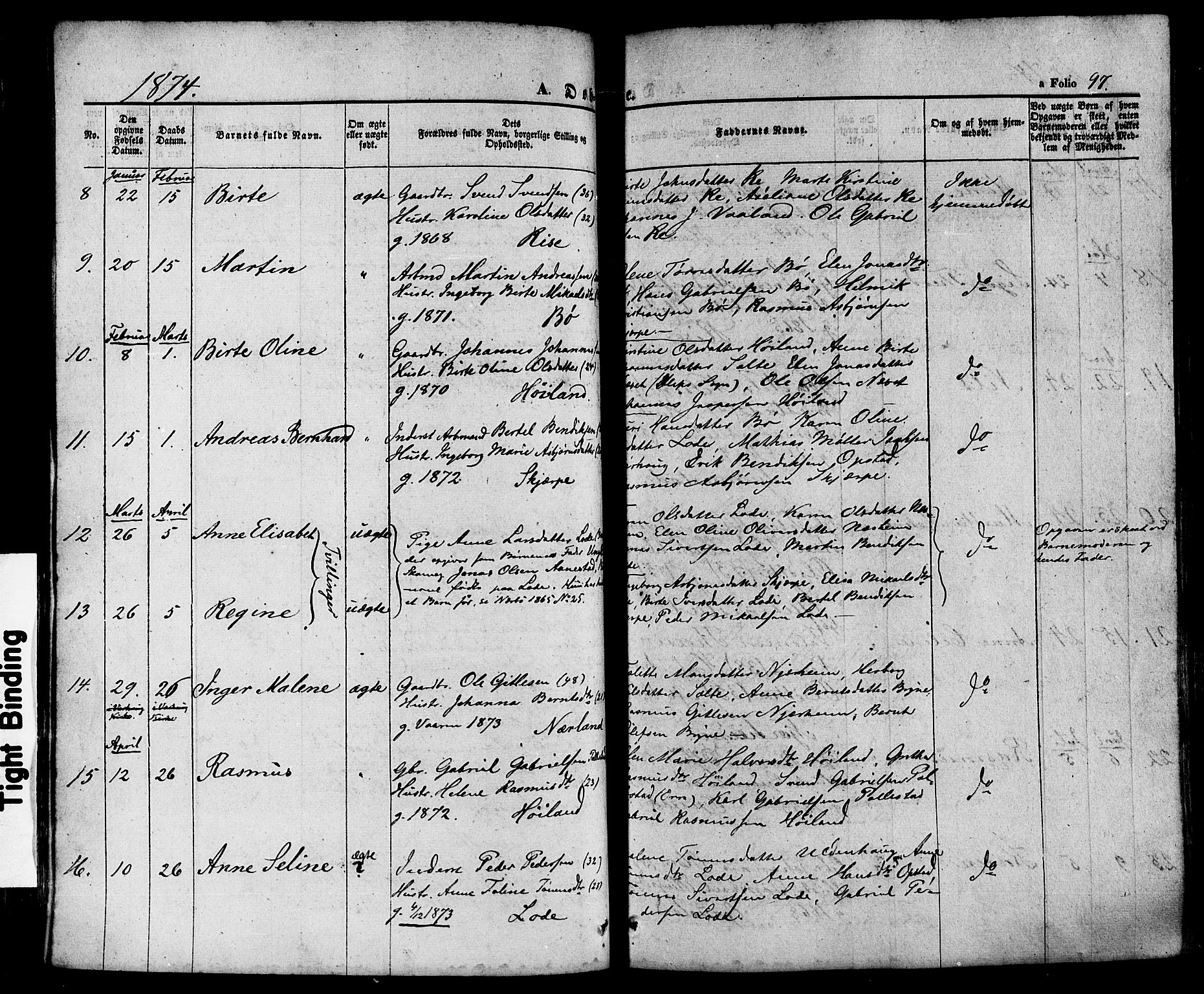 Hå sokneprestkontor, AV/SAST-A-101801/001/30BA/L0008: Parish register (official) no. A 7, 1853-1878, p. 97