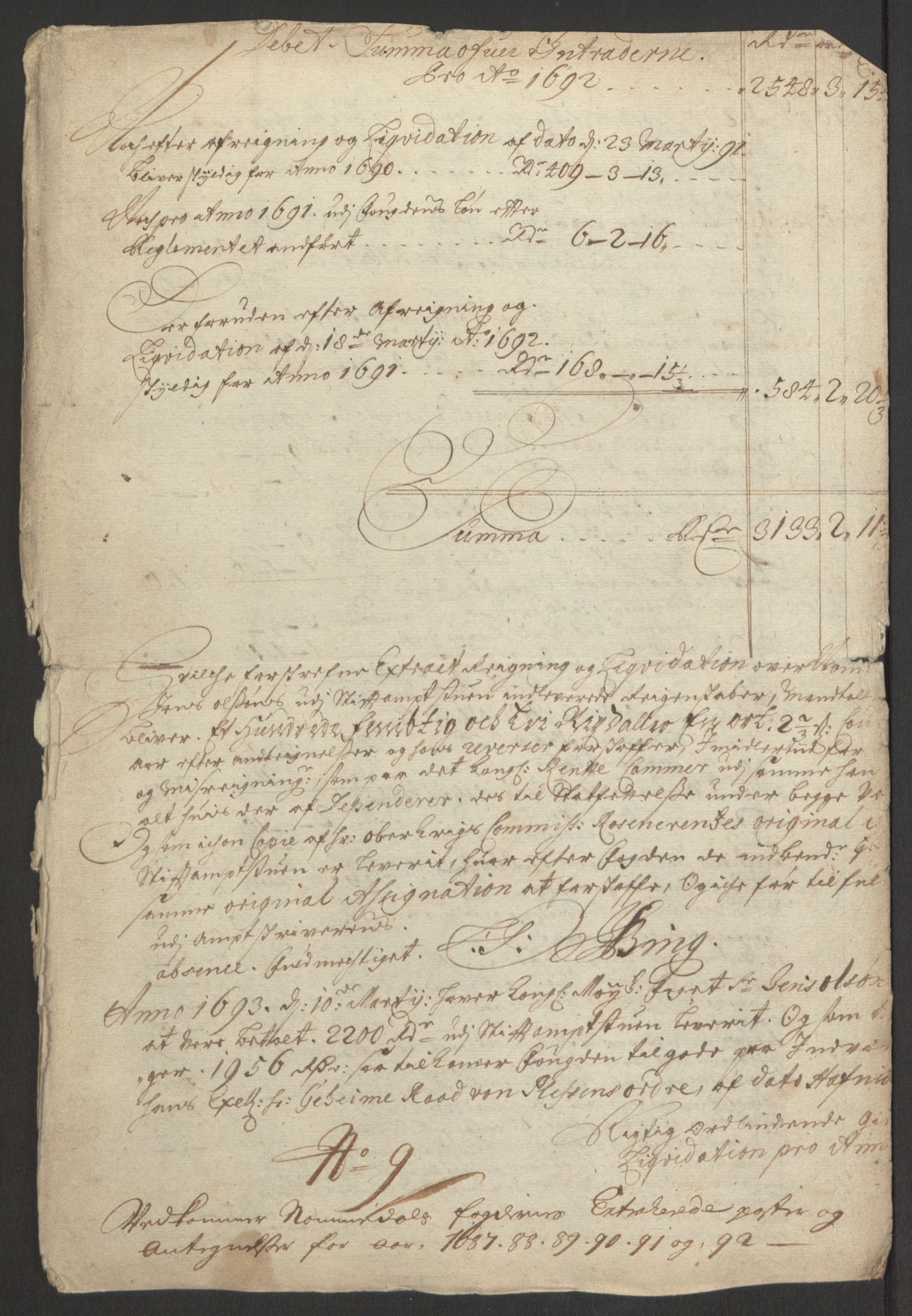 Rentekammeret inntil 1814, Reviderte regnskaper, Fogderegnskap, AV/RA-EA-4092/R64/L4424: Fogderegnskap Namdal, 1692-1695, p. 224