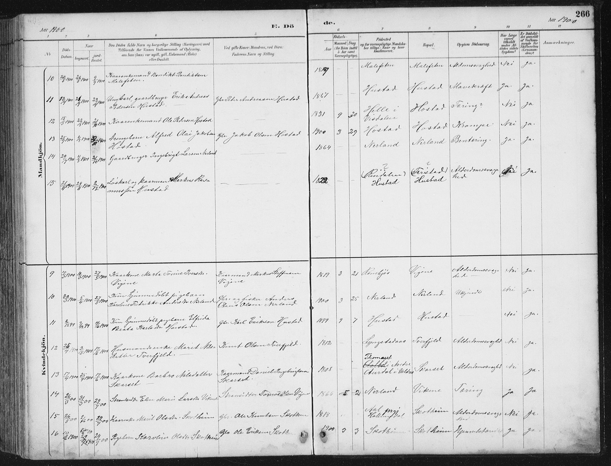 Ministerialprotokoller, klokkerbøker og fødselsregistre - Møre og Romsdal, AV/SAT-A-1454/567/L0783: Parish register (copy) no. 567C03, 1887-1903, p. 266