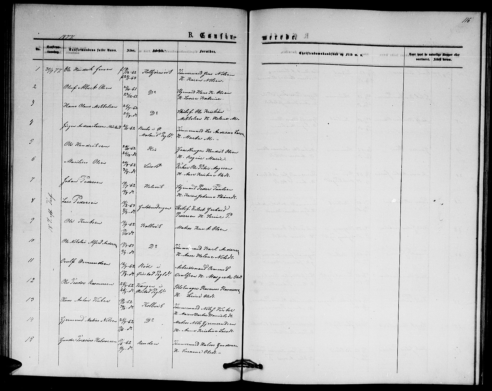 Hisøy sokneprestkontor, AV/SAK-1111-0020/F/Fb/L0002: Parish register (copy) no. B 2, 1873-1885, p. 116