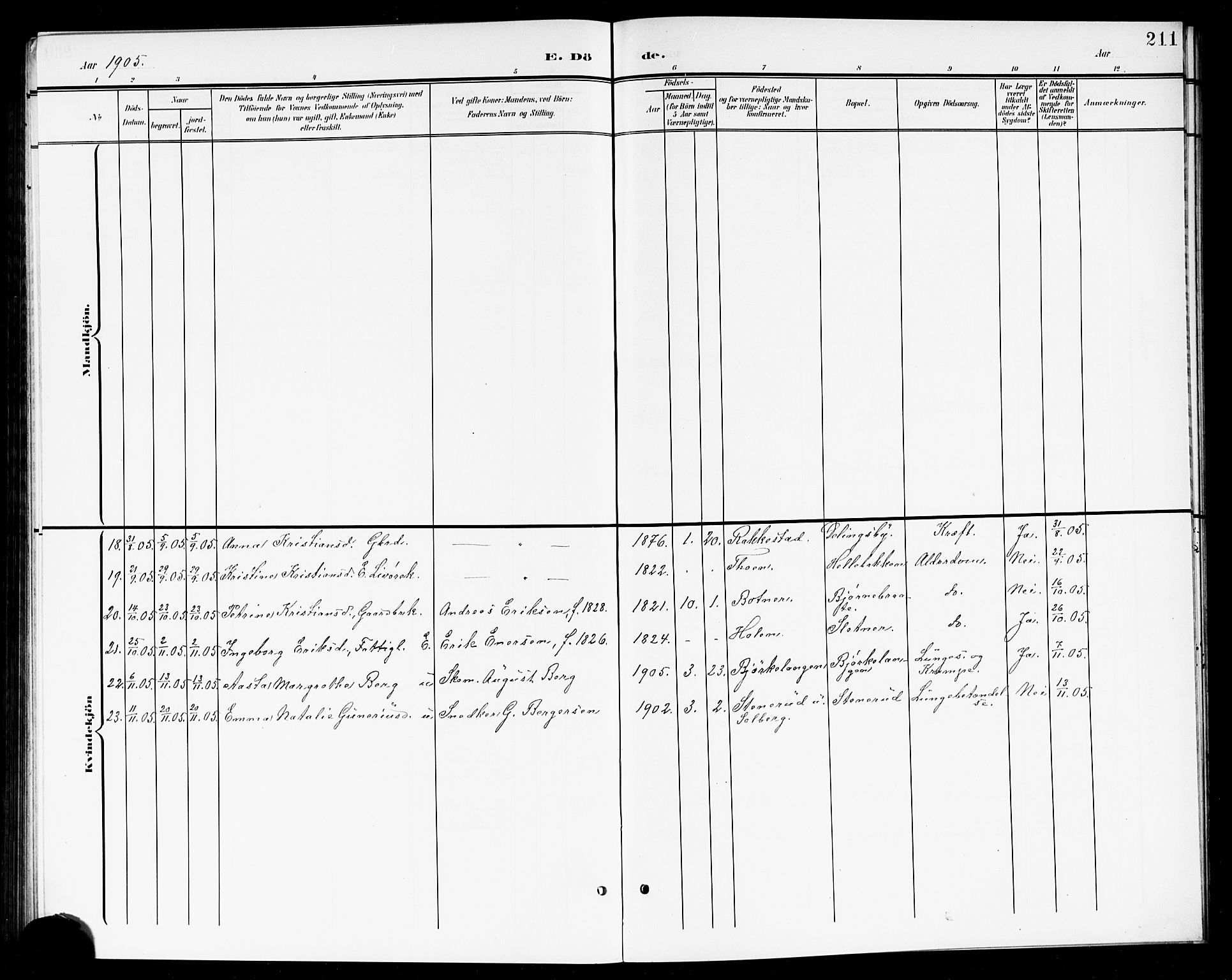 Høland prestekontor Kirkebøker, AV/SAO-A-10346a/G/Ga/L0007: Parish register (copy) no. I 7, 1902-1914, p. 211