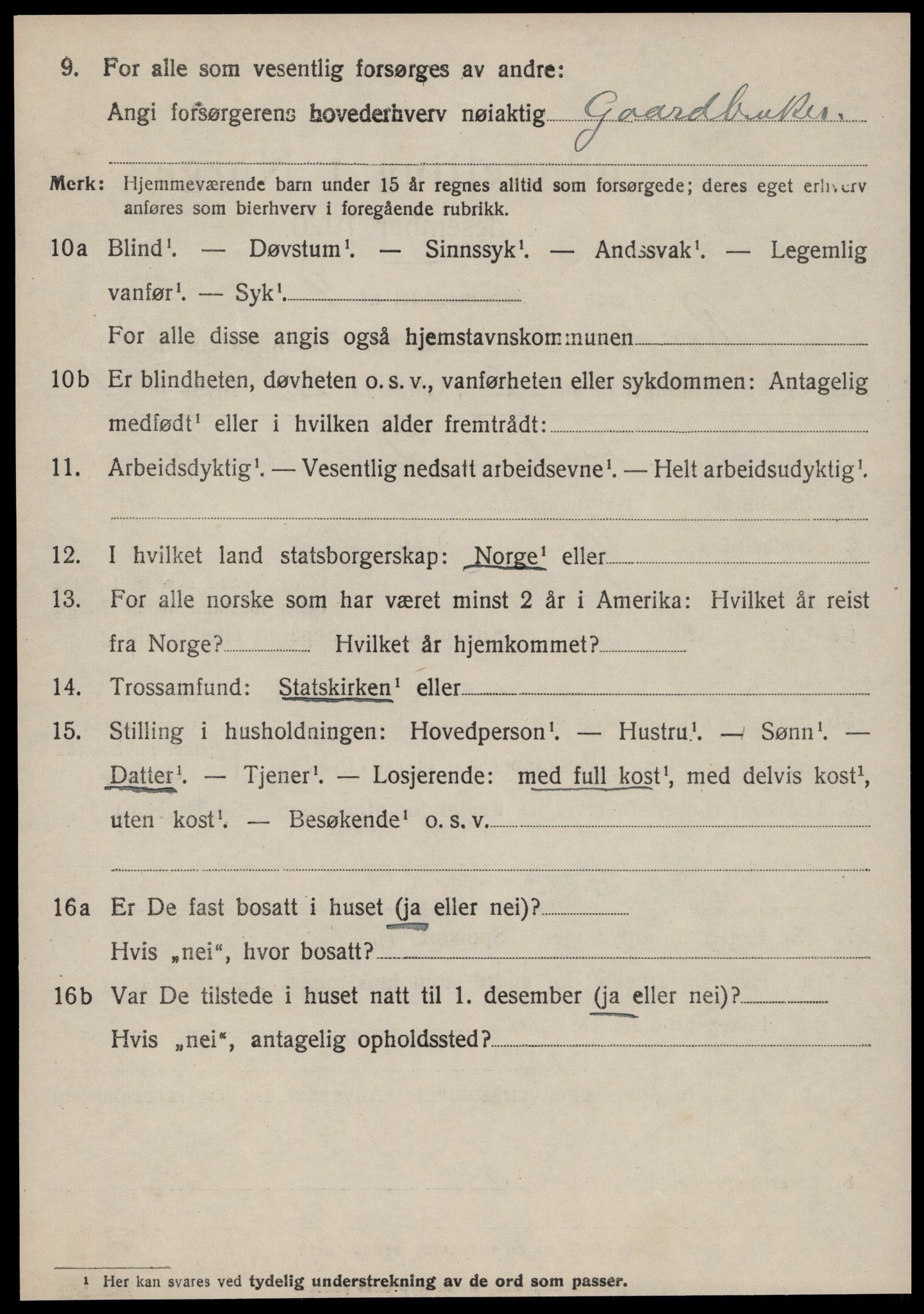 SAT, 1920 census for Rovde, 1920, p. 1020