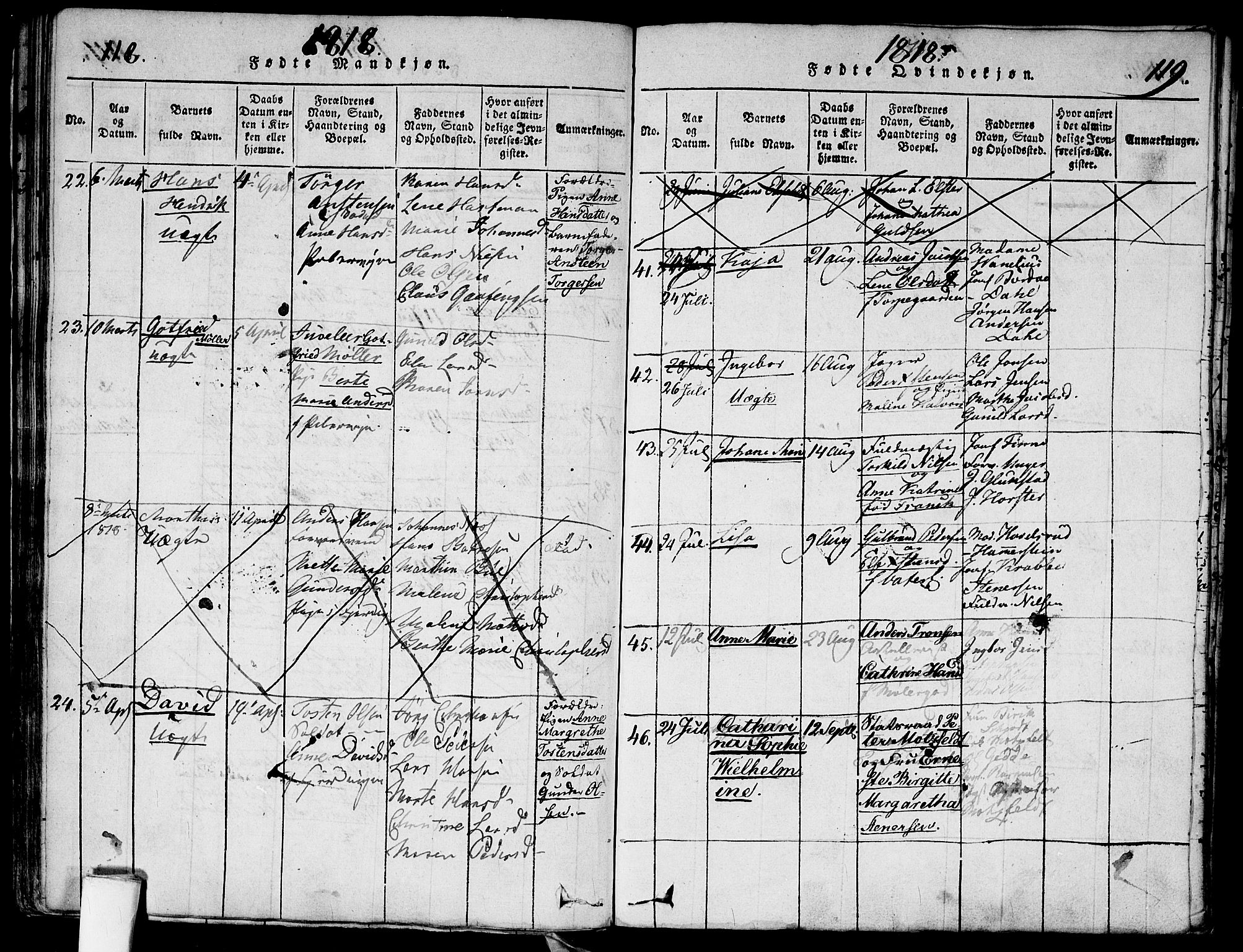 Garnisonsmenigheten Kirkebøker, SAO/A-10846/G/Ga/L0003: Parish register (copy) no. 3, 1815-1819, p. 118-119