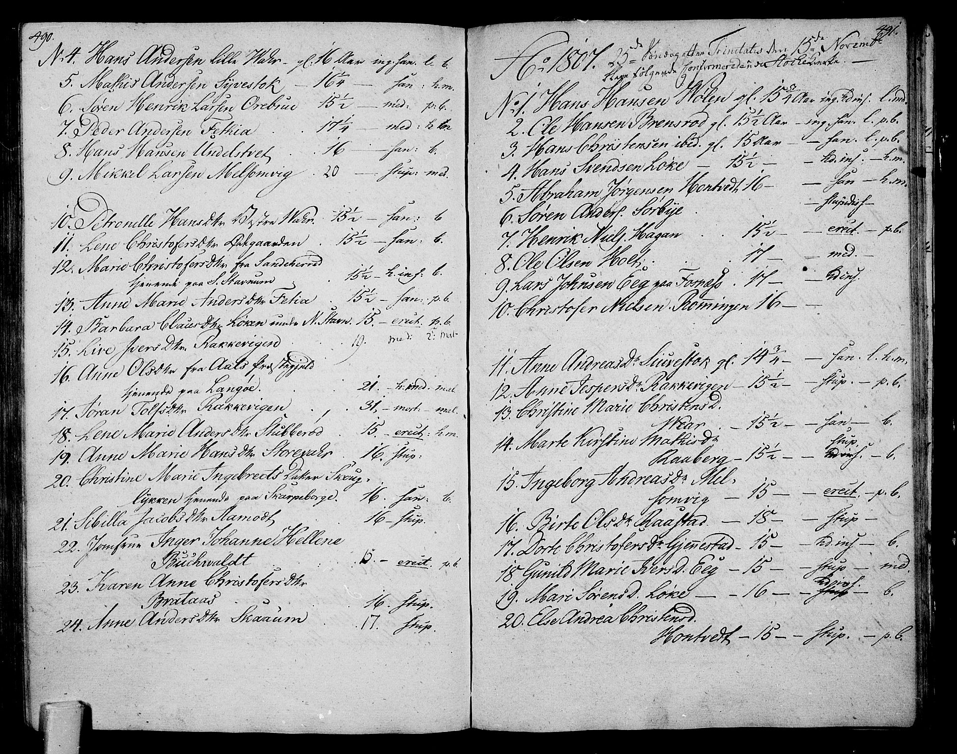 Stokke kirkebøker, AV/SAKO-A-320/F/Fa/L0004: Parish register (official) no. I 4, 1804-1815, p. 490-491