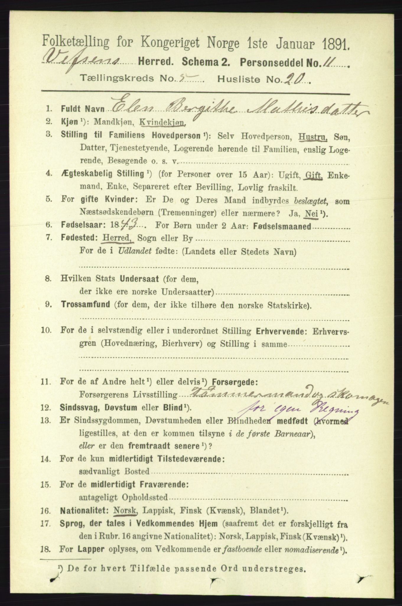 RA, 1891 census for 1824 Vefsn, 1891, p. 2244