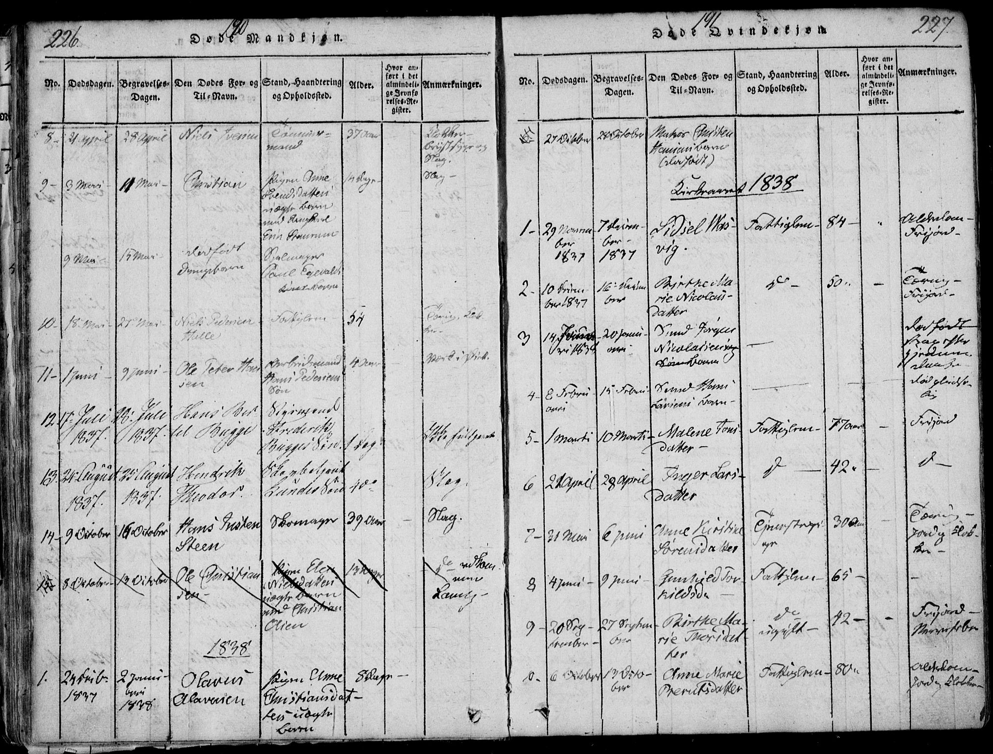 Larvik kirkebøker, SAKO/A-352/F/Fb/L0002: Parish register (official) no. II 2, 1818-1842, p. 226-227
